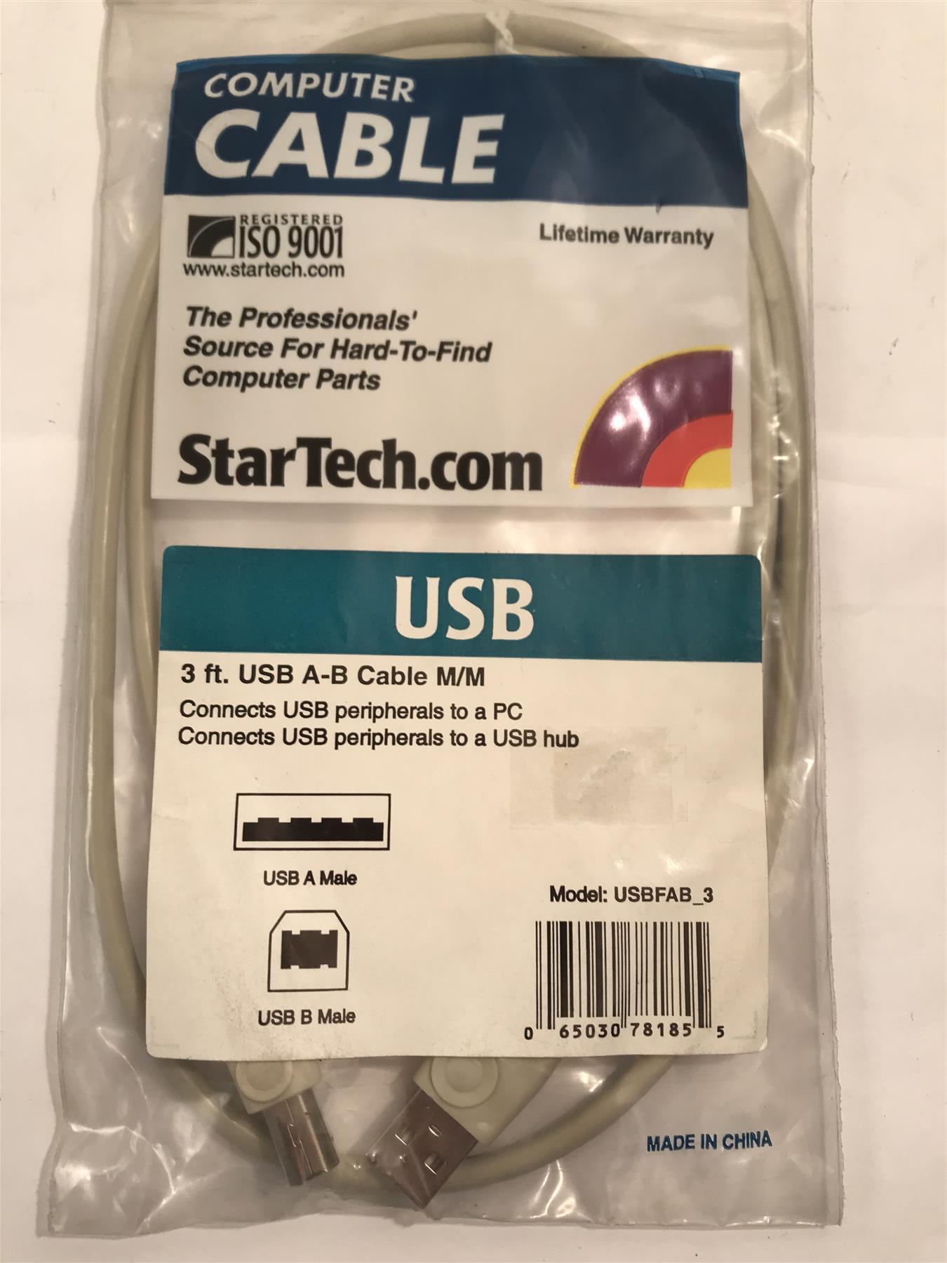 Startech USB A-B Cable M/M 3ft  USBFAB_3