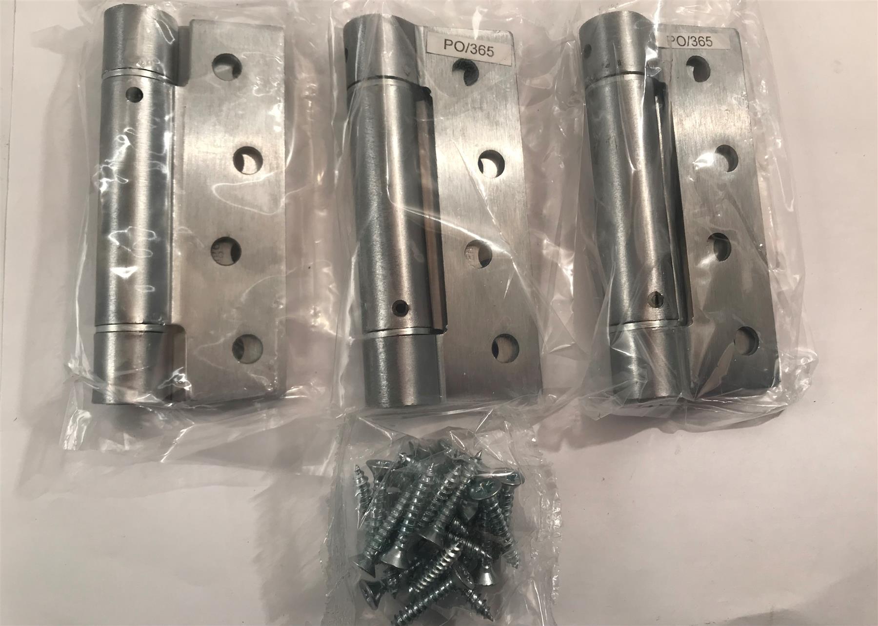 Steel Single Action Spring Hinge 100 x 75mm Dull Chrome  365