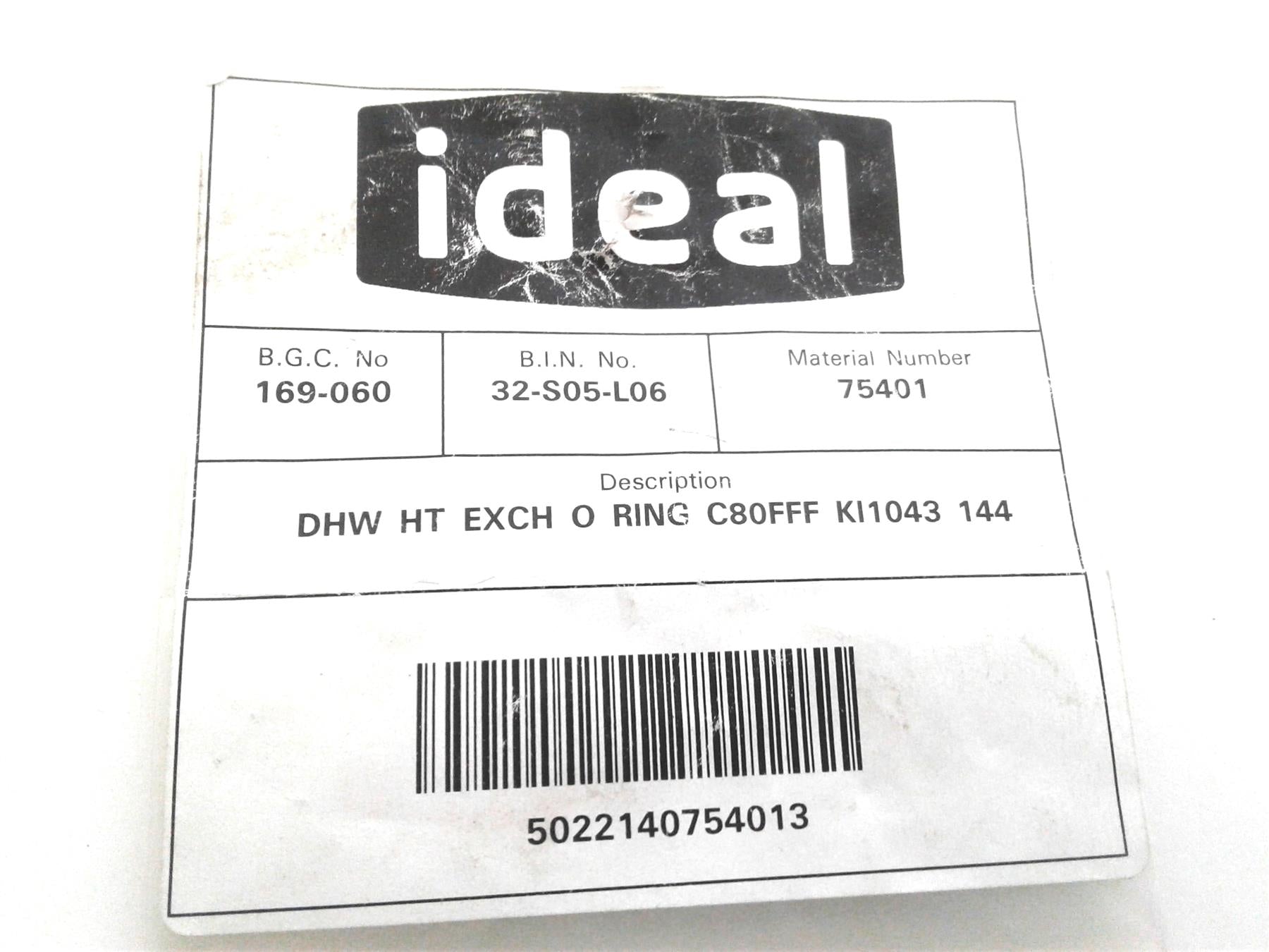 New Ideal 075401 Domestic Hot Water Heat Exchanger O-Ring