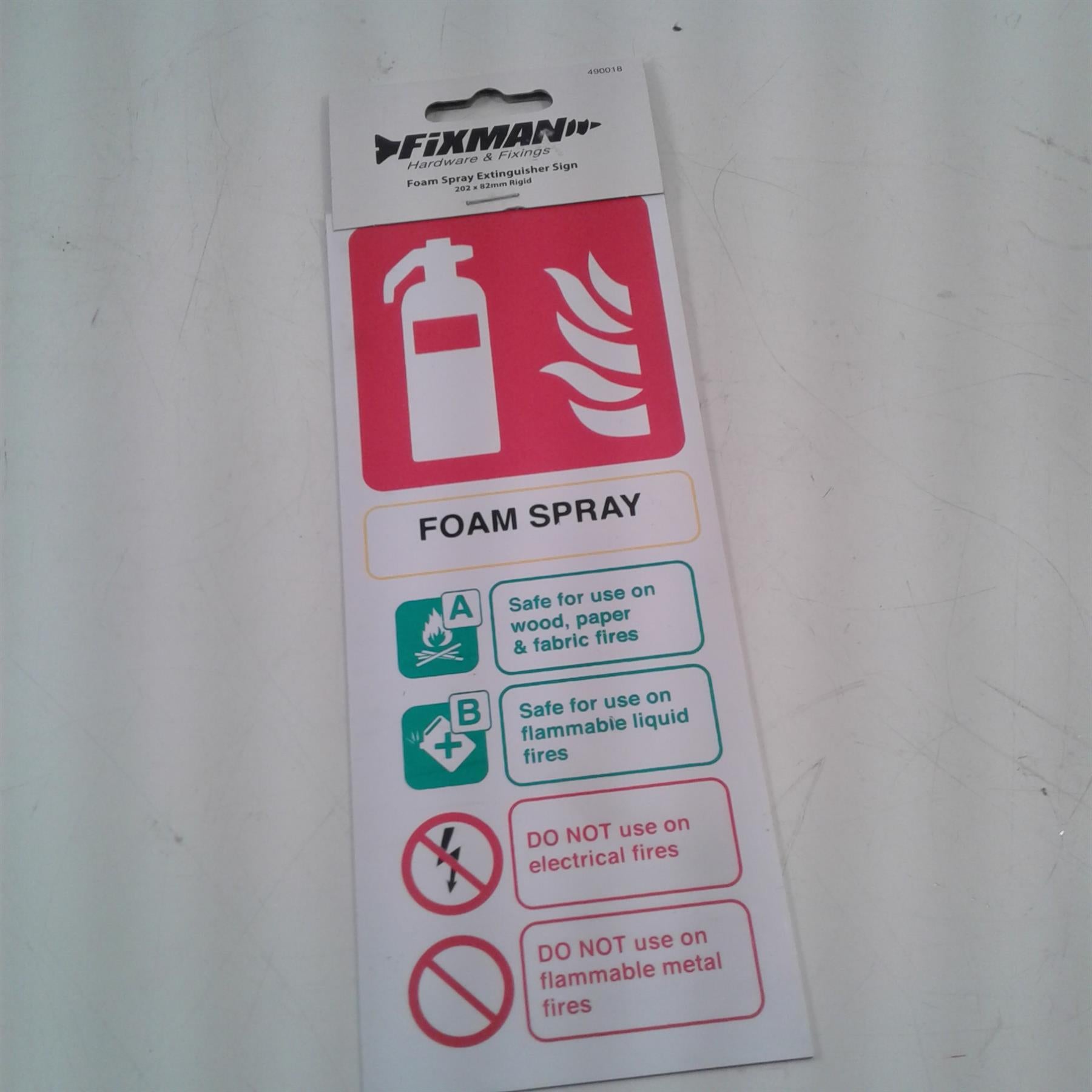 Foam Spray Extinguisher Sign 202 x 82mm Rigid