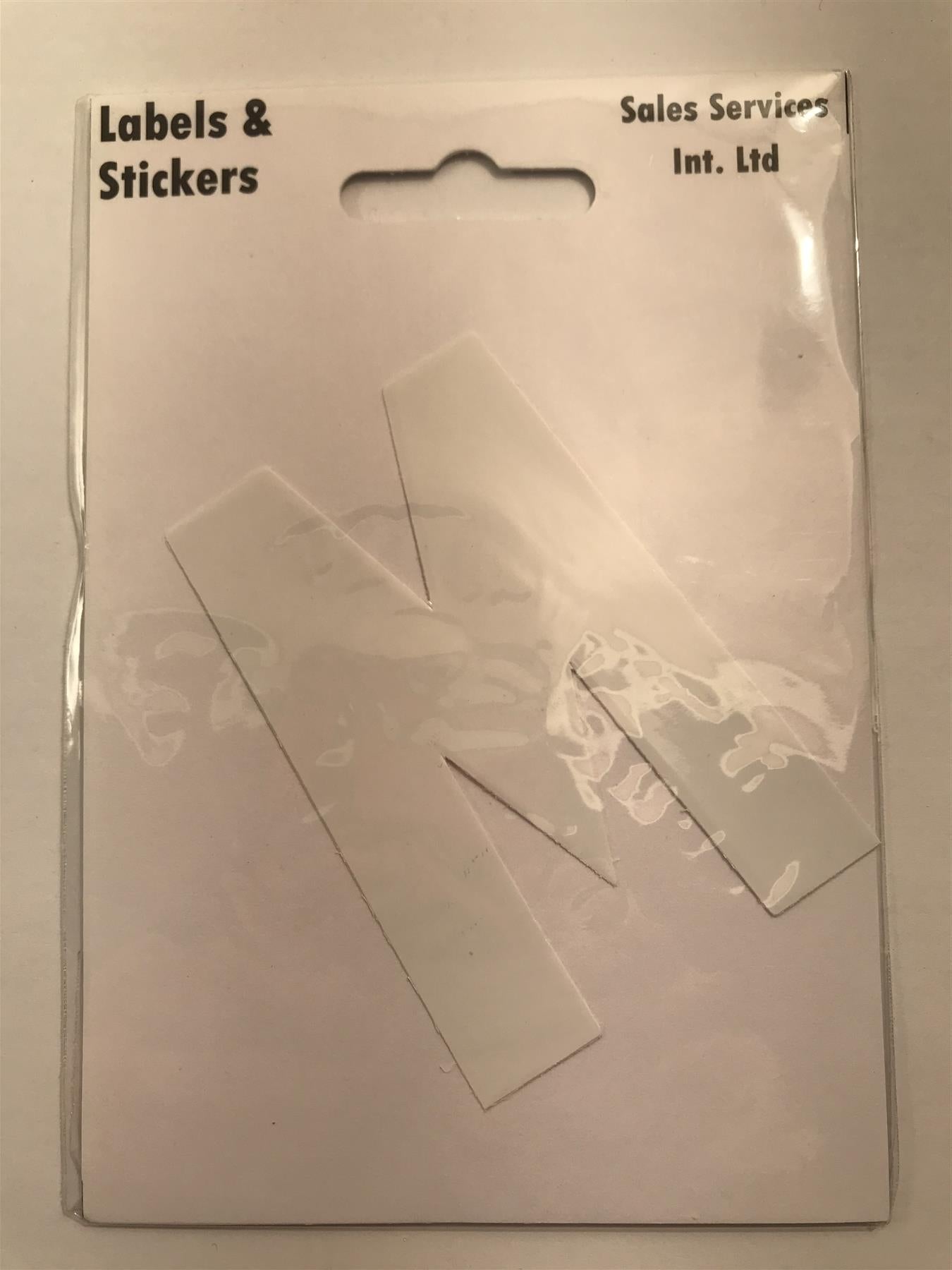 White Letter M Self  Adhesive Waterproof Sticker 8 x 6cm