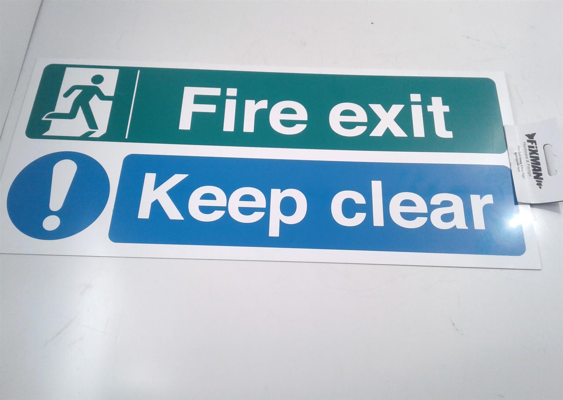 Fixman 968217 Fire Exit Keep Clear Rigid Sign 450 x 200mm Rigid