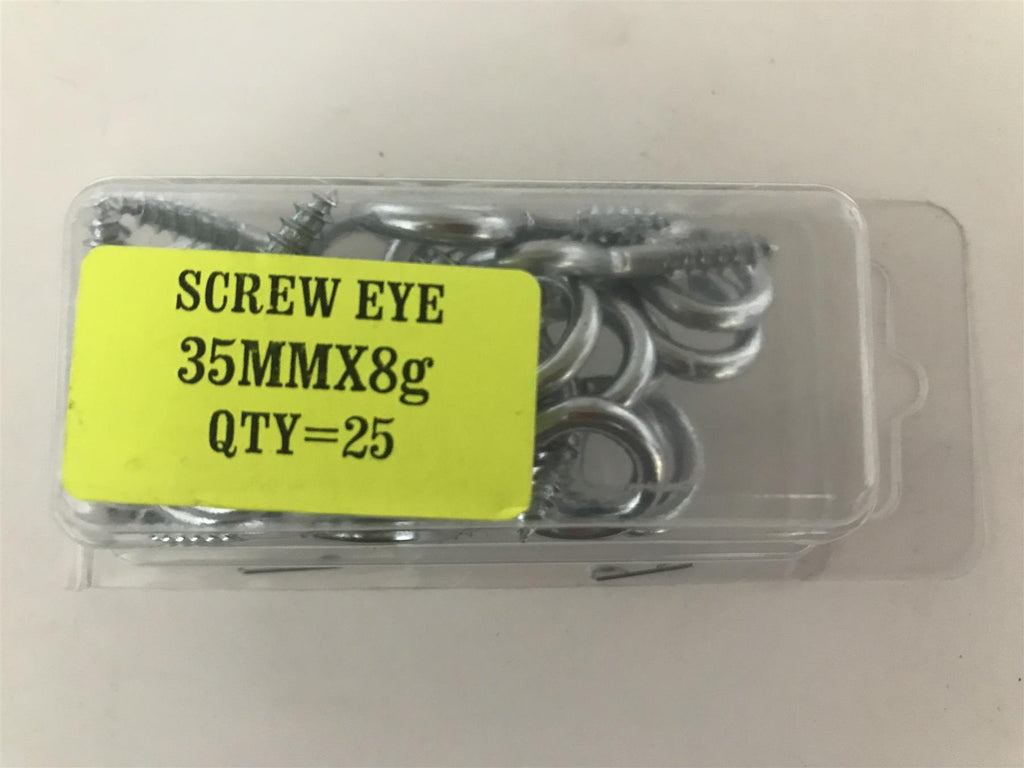 Screw In Eye Eyelet Hooks 35mm x 8g (Pack 25)