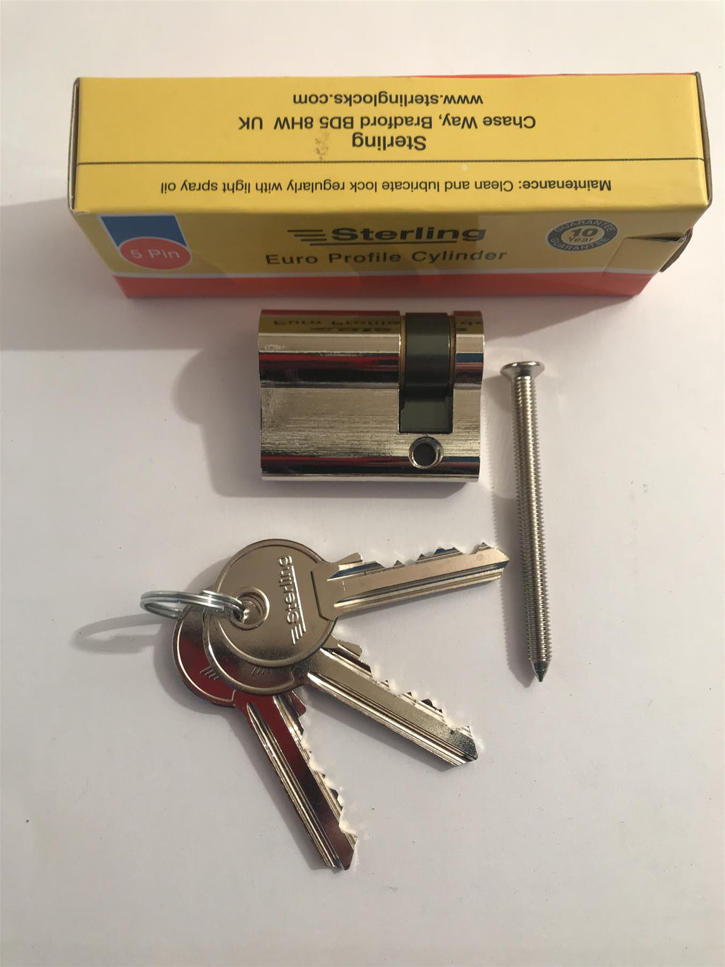 Sterling ESN3011 Single Euro 5 Pin Cylinder 41mm (30x11), Polished Nickel