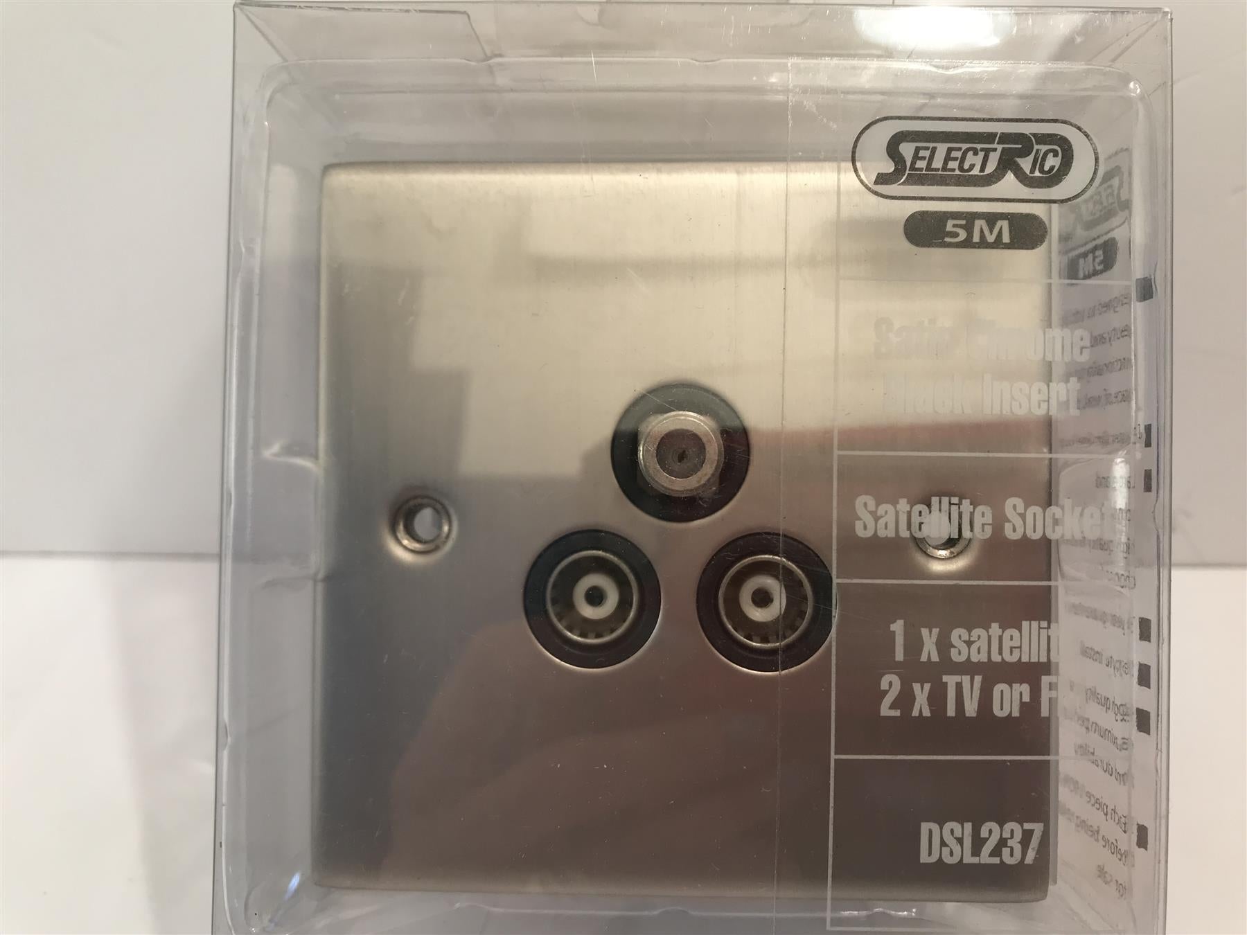 Selectric 5M Satin Chrome Black Insert Satellite & TV Socket DSL237