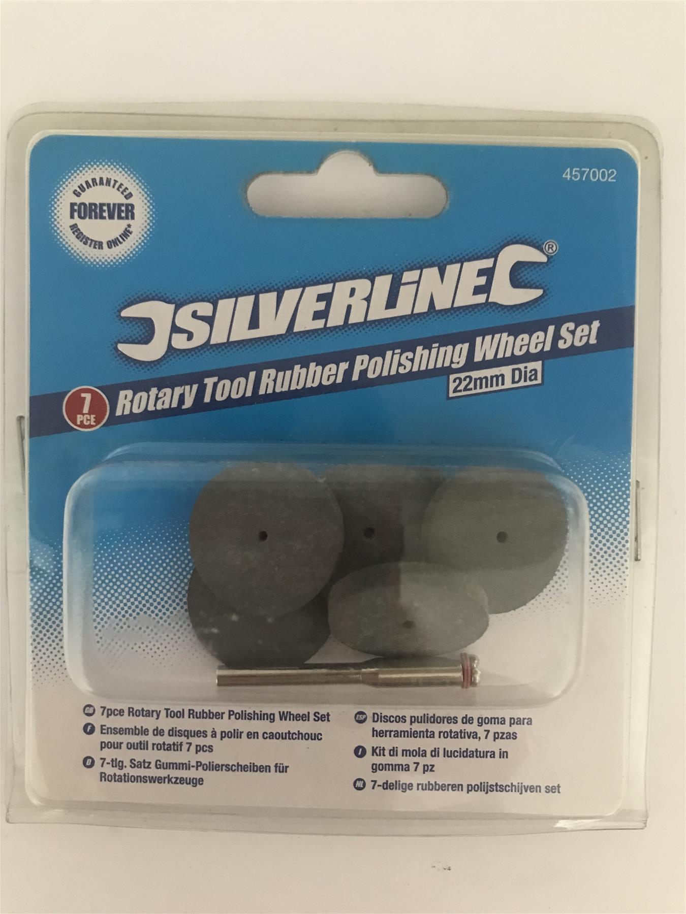 Silverline 7pc Rotary Tool Rubber Polishing Wheel Set 22mm Dia  457002