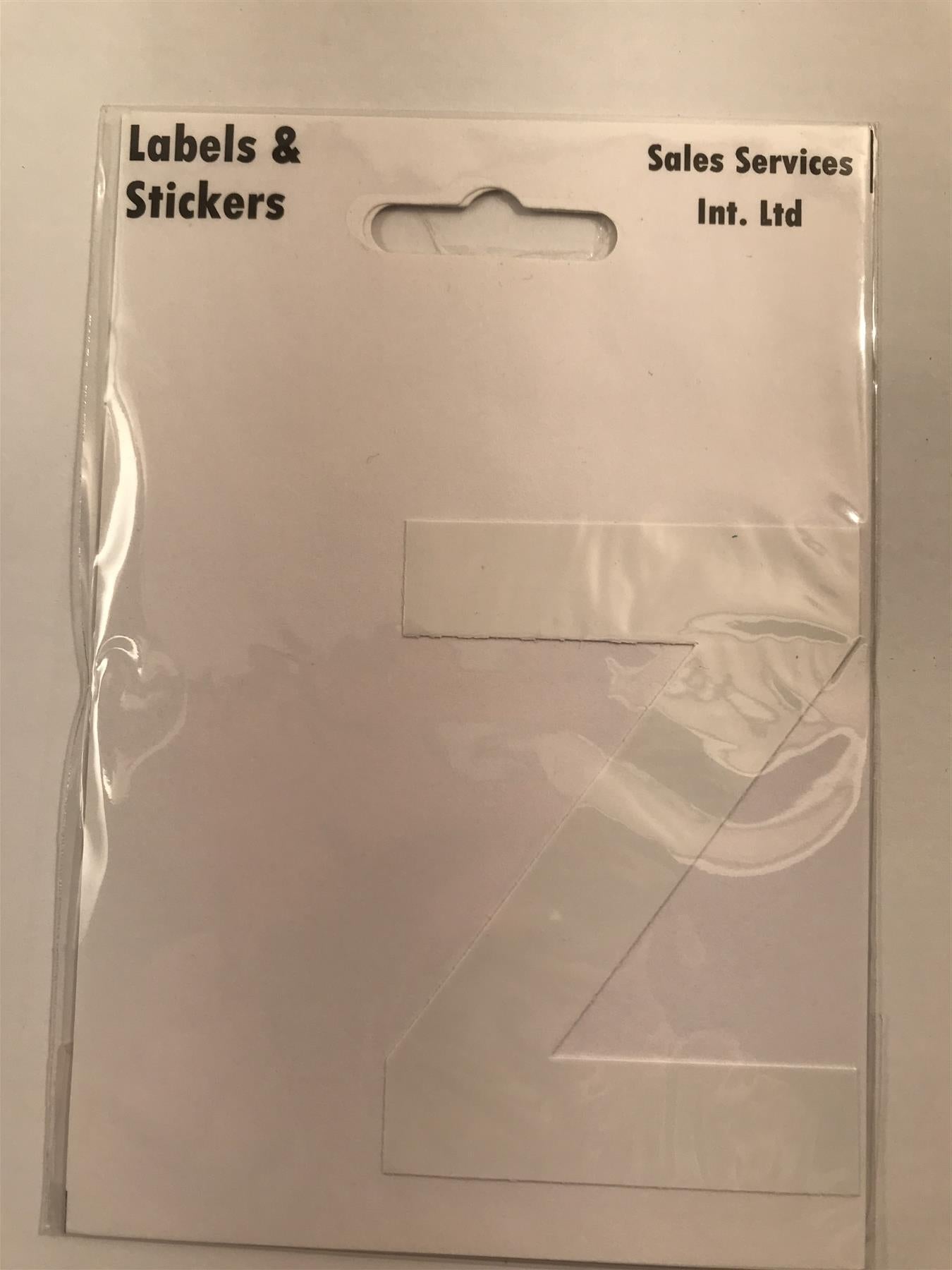 White Letter Z Self  Adhesive Waterproof Sticker 8 x 6cm