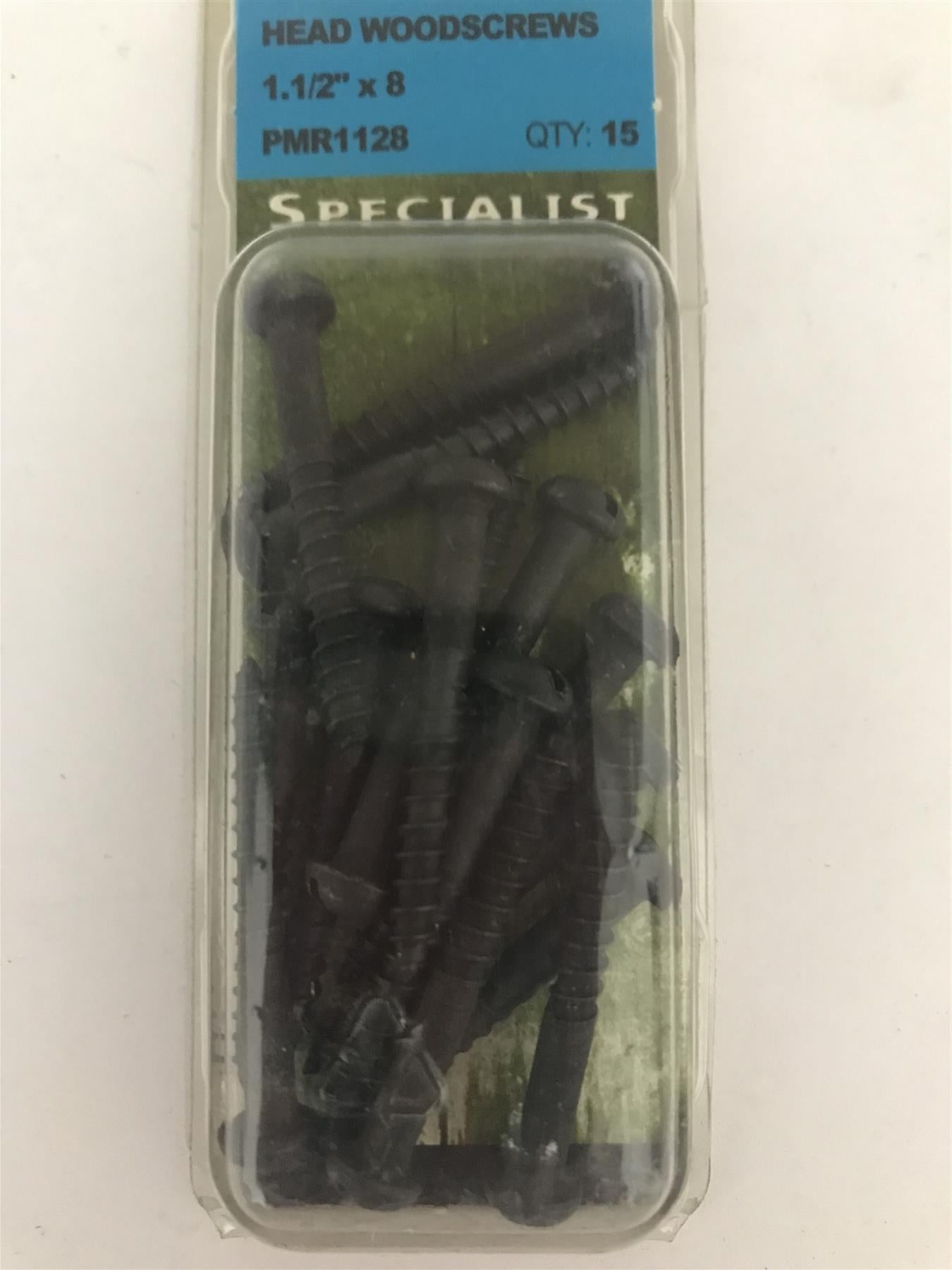 Specialist Japanned Round Head Wood Screw 1.1/12" x 8 PMR1128 Pack 15