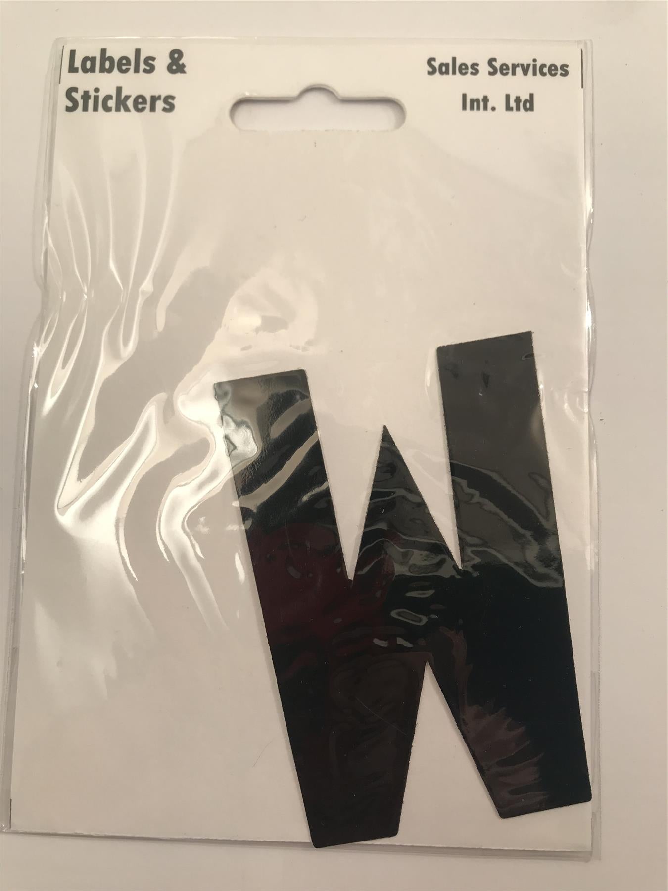 Black Letter W Self Adhesive Waterproof Sticker 8 x 6cm