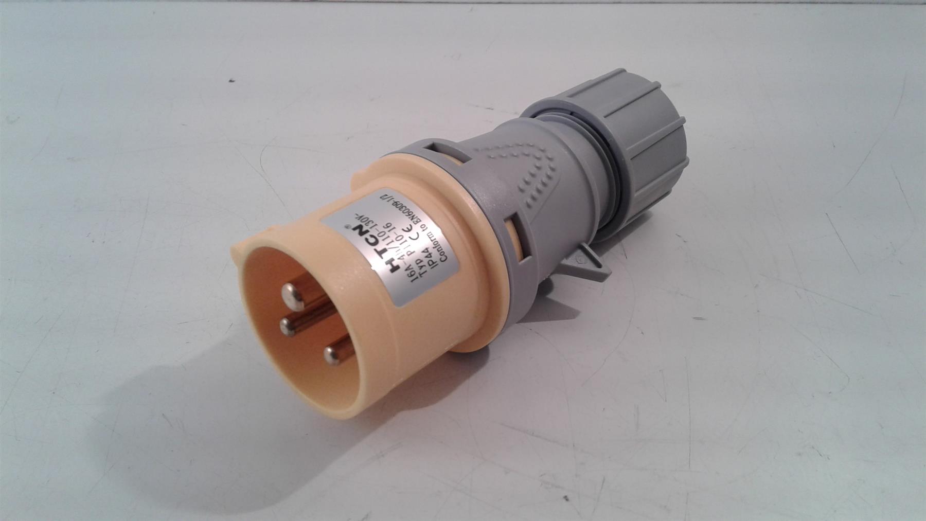 HTCN 16A 110V Yellow 3 Pin Industrial Plug Socket IP44