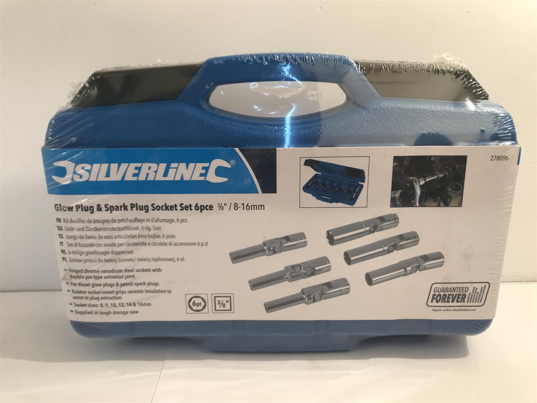 Silverline 6pc 3/8'' Glow Plug Spark Plug Removal Tool Remover Socket Set 278096