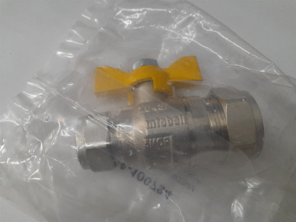 Yellow Butterfly Gas Ball Valve 15mm x 22mm