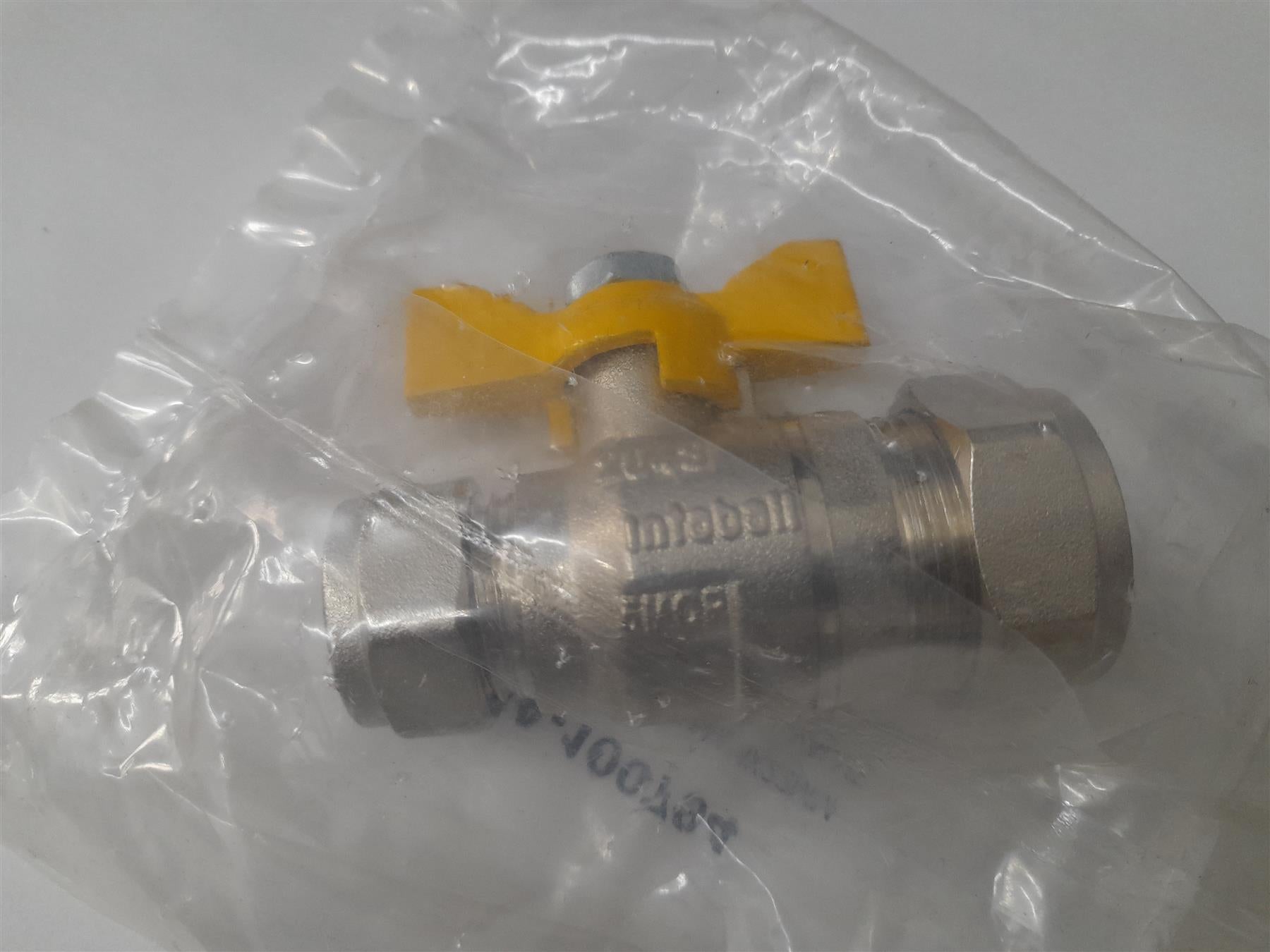 Yellow Butterfly Gas Ball Valve 15mm x 22mm