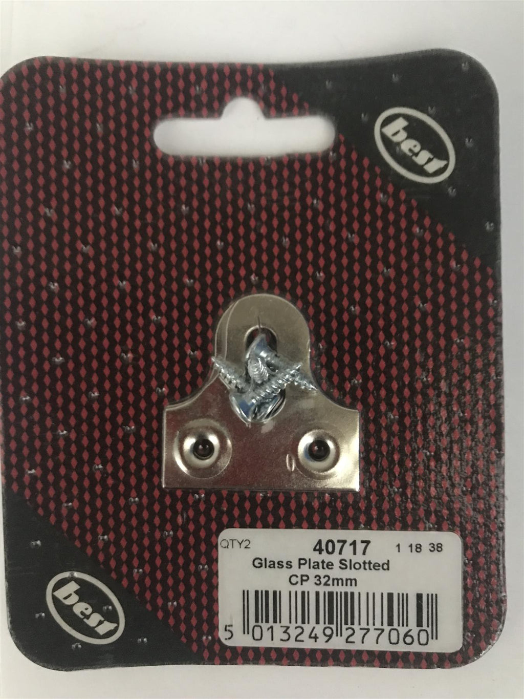 Best 32mm Glass Hanging Plate Slotted Chrome Plated (2 Pk) 40717