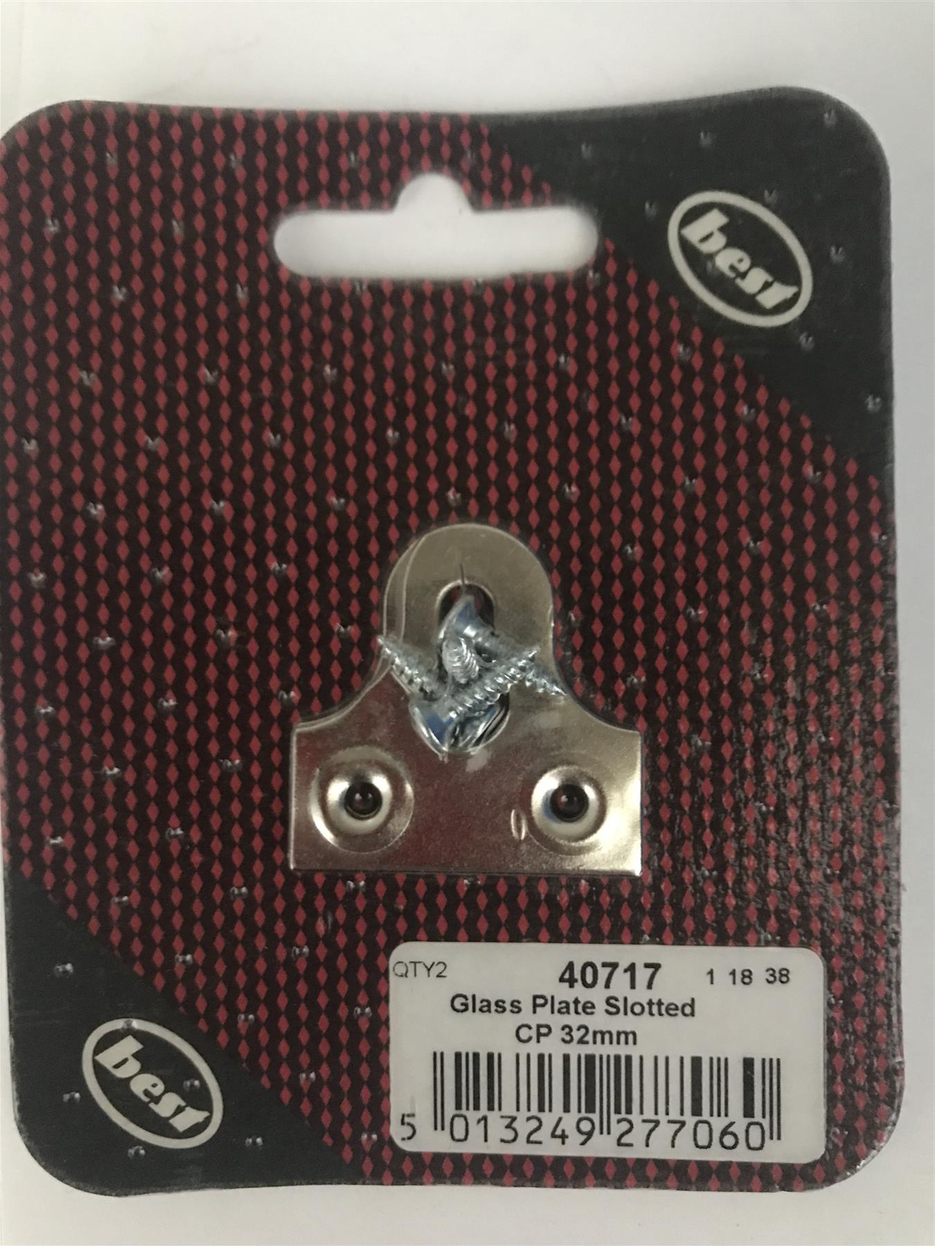 Best 32mm Glass Hanging Plate Slotted Chrome Plated (2 Pk) 40717