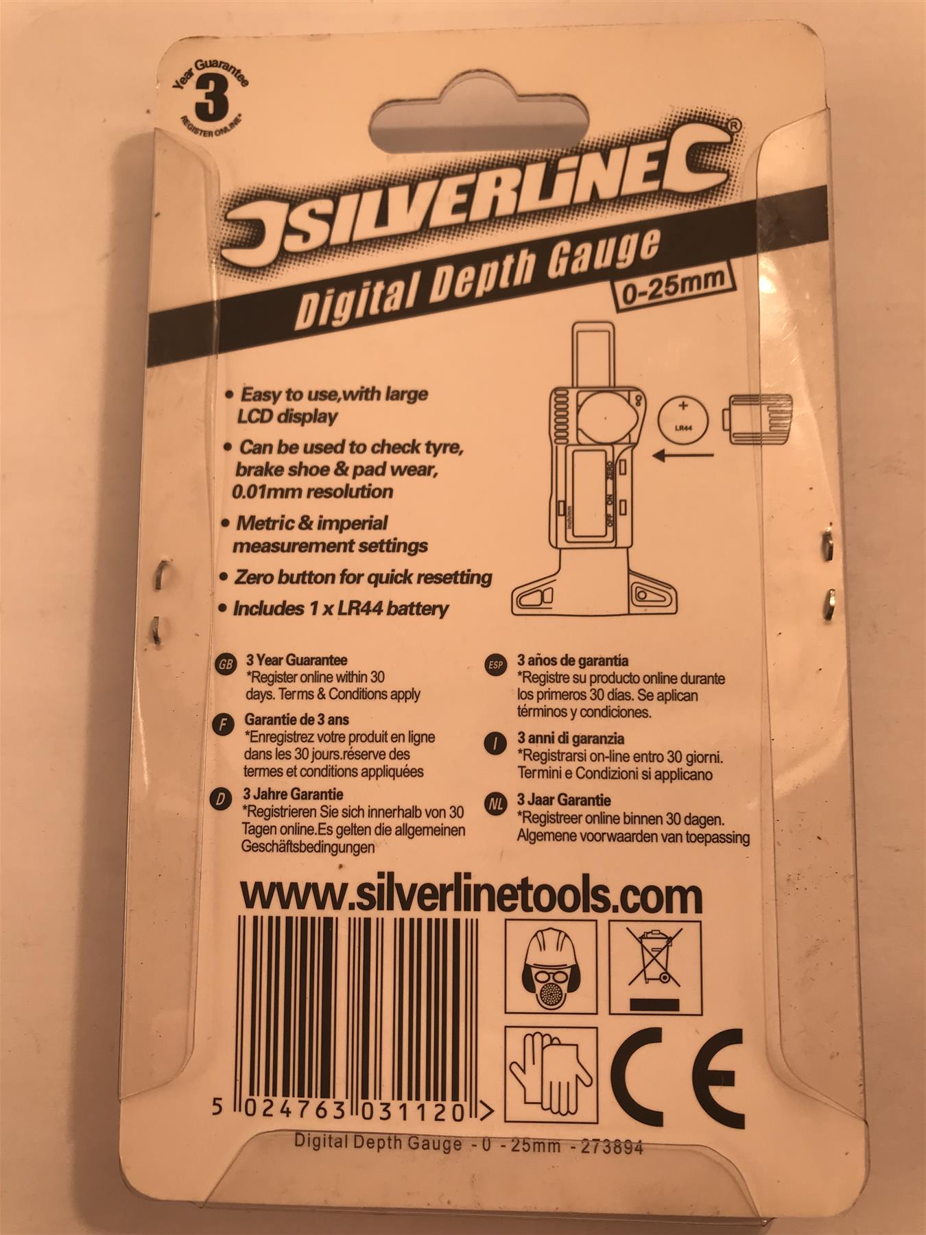 Silverline Digital Depth Gauge 0-25mm  273894