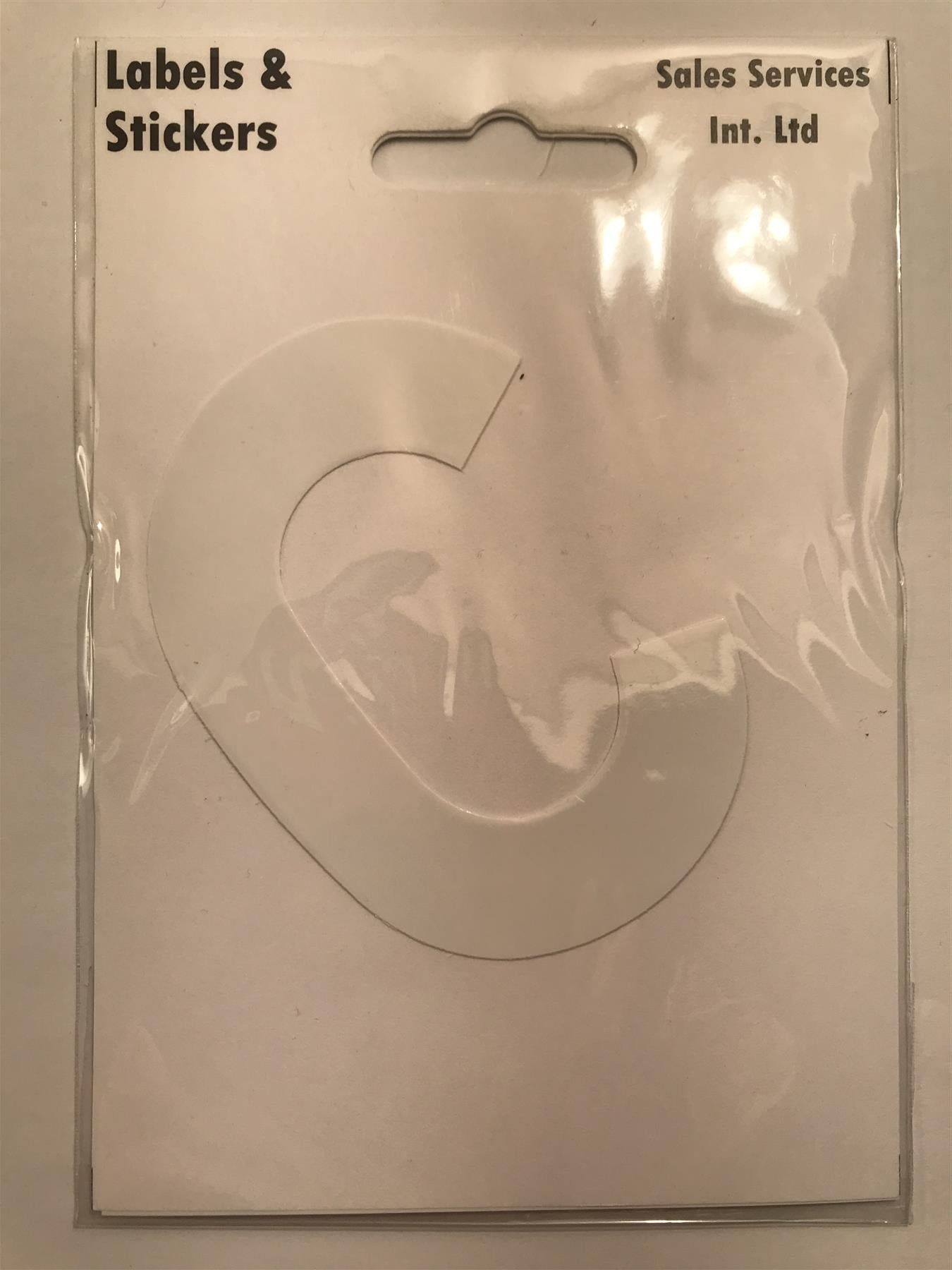 White Letter C Self  Adhesive Waterproof Sticker 8 x 6cm