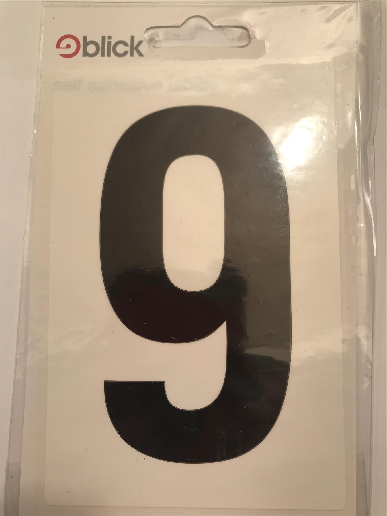 Blick Wheelie Bin Number 9 Black on White Self Adhesive Label 5" x 3 1/2"