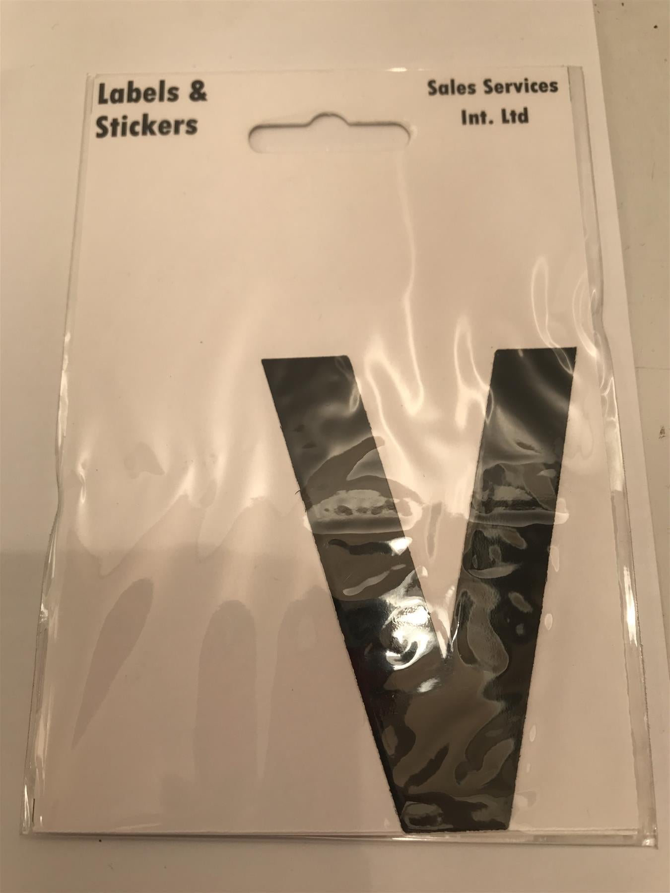 Black Letter V Self Adhesive Waterproof Sticker 8 x 6cm