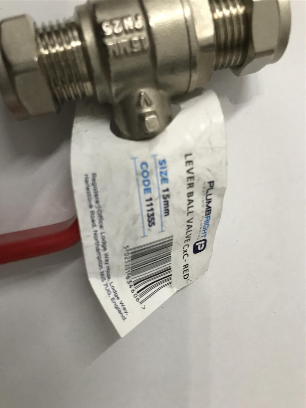 PlumbRight 15MM lever Ball Valve CXC Red 111355
