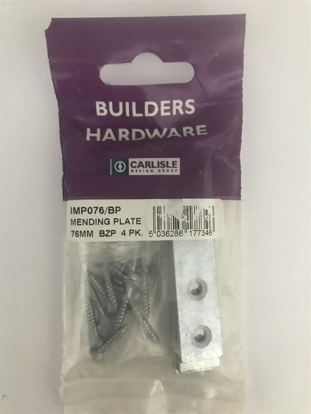 Carlisle Brass - IMP076/BP - Mending Plate 76mm (Pack of 4)  Bright Zinc Plate