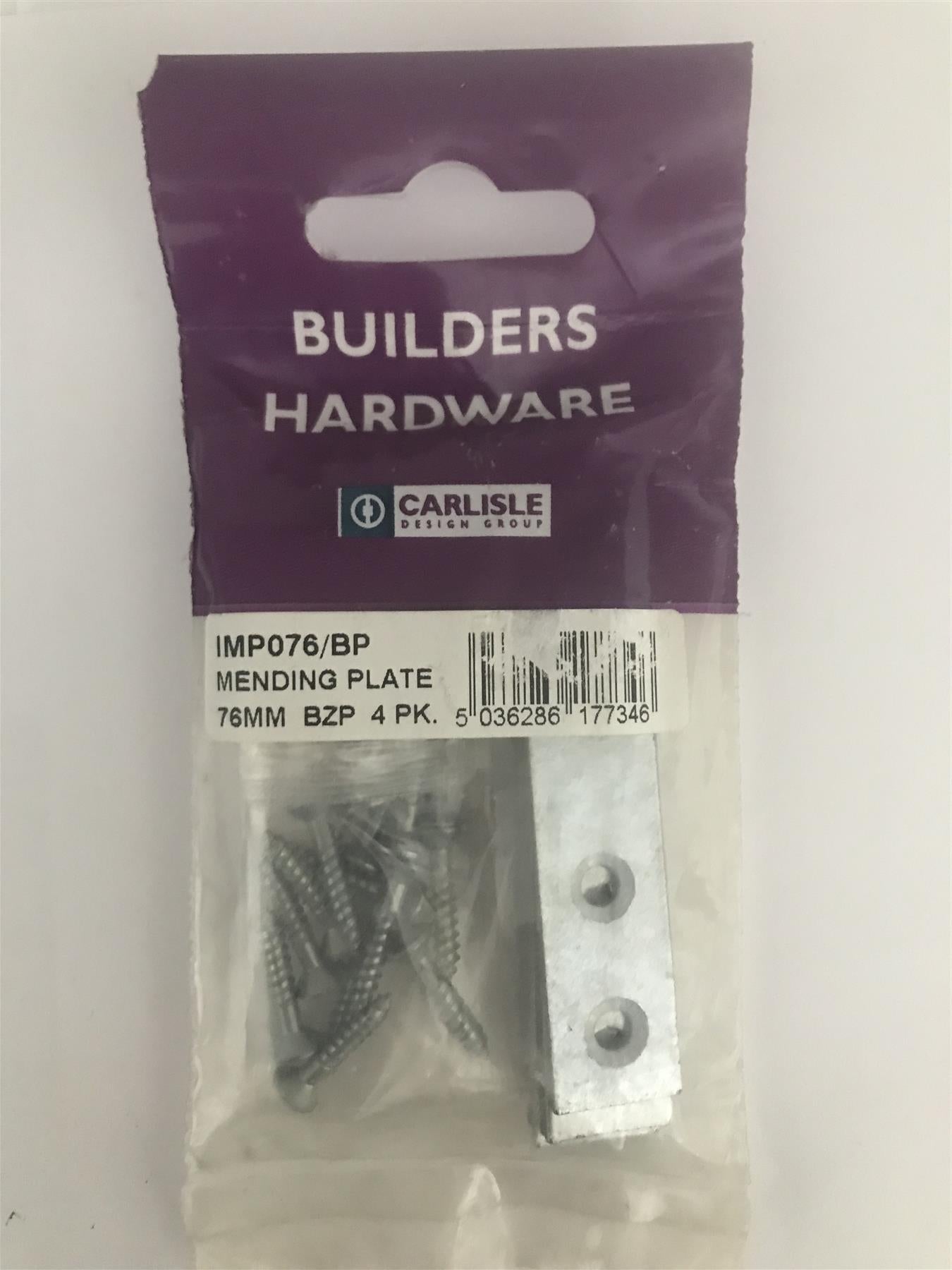 Carlisle Brass - IMP076/BP - Mending Plate 76mm (Pack of 4)  Bright Zinc Plate