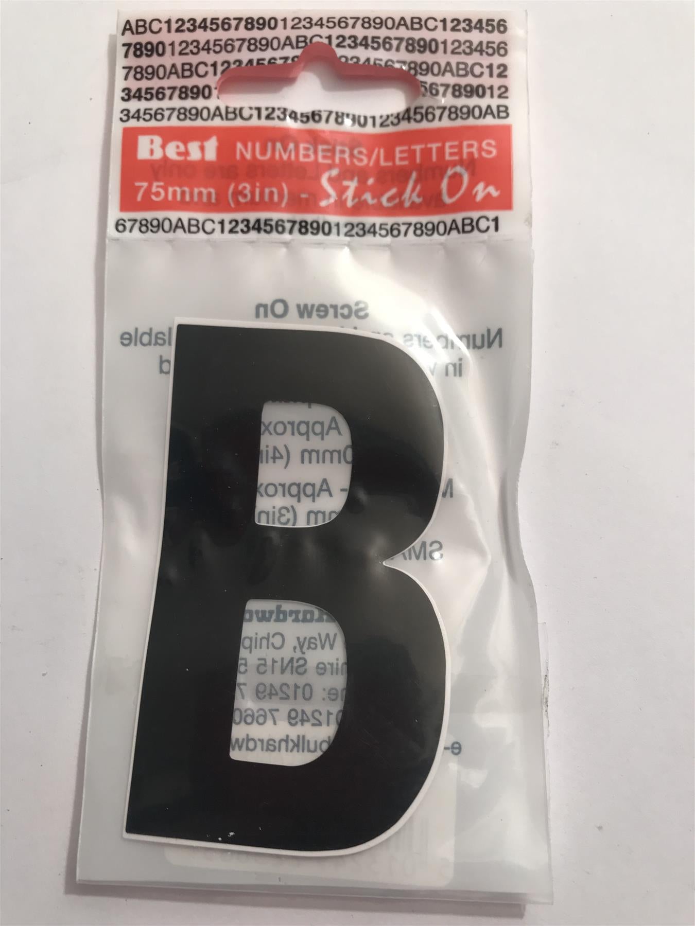 Best Black Letter B Self Adhesive 1½" x 3" 42225