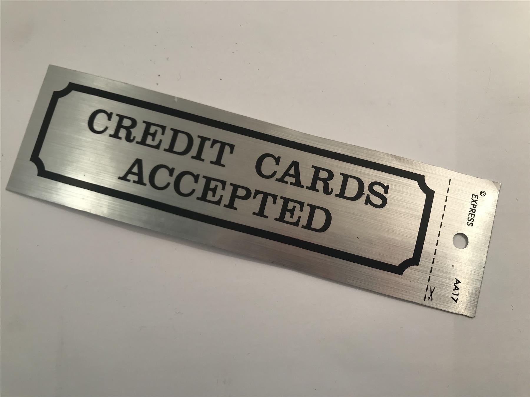 Credit Cards Accepted Adhesive Sign