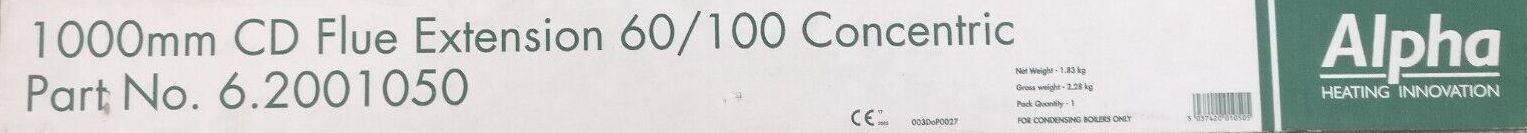 Alpha 1000mm CD Flue Extension 60/100 Concentric  6.2001050