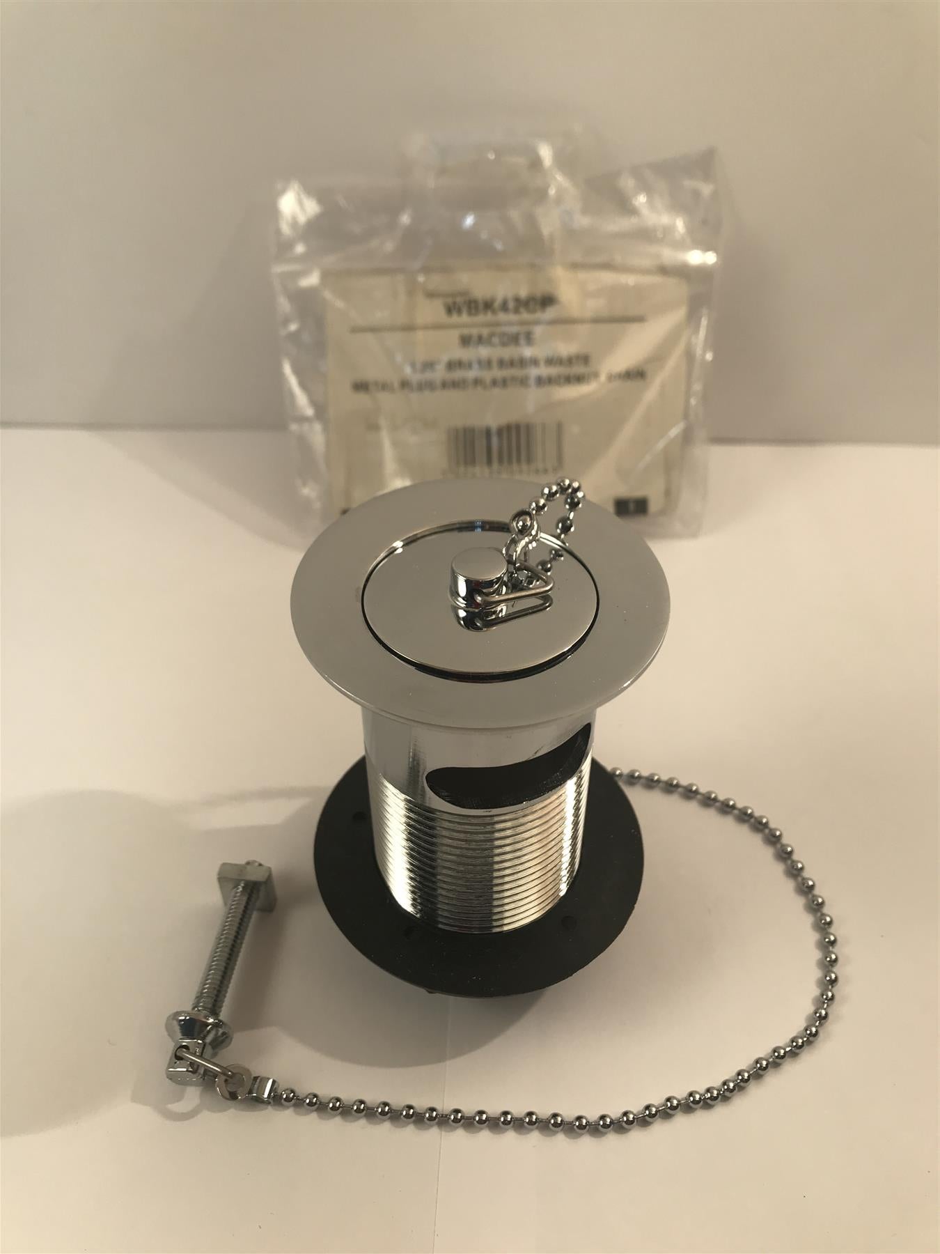 1.1/4" Macdee WBK42CP Slotted Chrome Plated Basin Waste with Chrome Plug & Chain