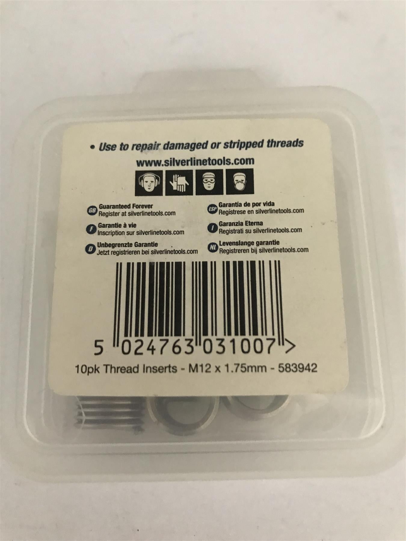 Silverline Thread Inserts M12 x 1.75mm (10 Pack)  583942
