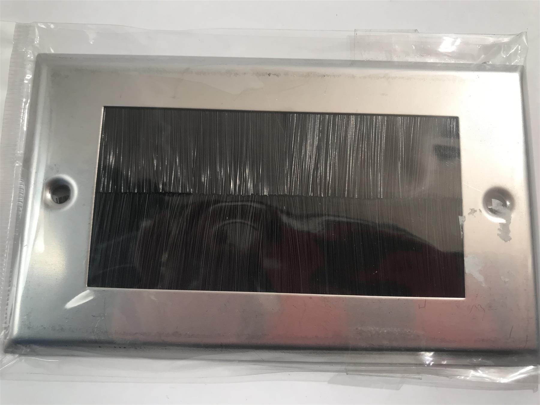 Double Brush Plate for Cable Entry Polished Chrome  Black Brushes