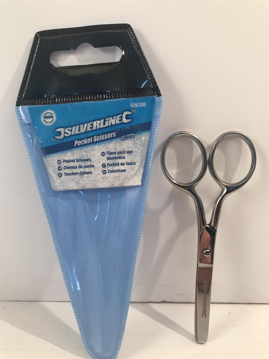 Silverline 100mm Pocket Scissors Stainless Steel Home Office 686398