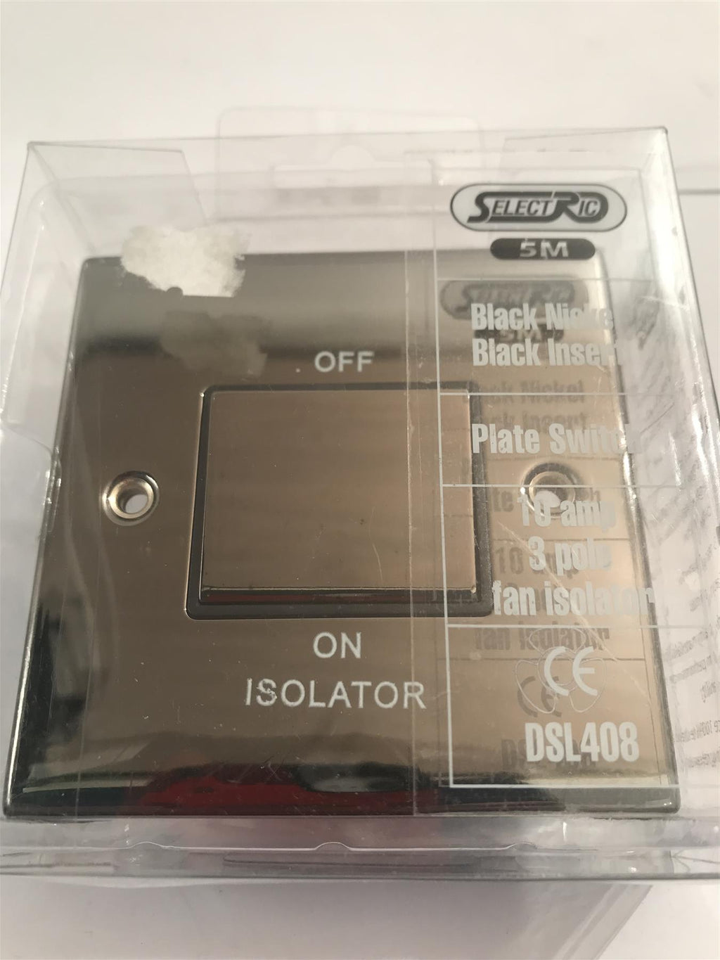 Selectric 5M 10 Amp 3 Pole Fan Isolator Black Nickel Black Insert  DSL408