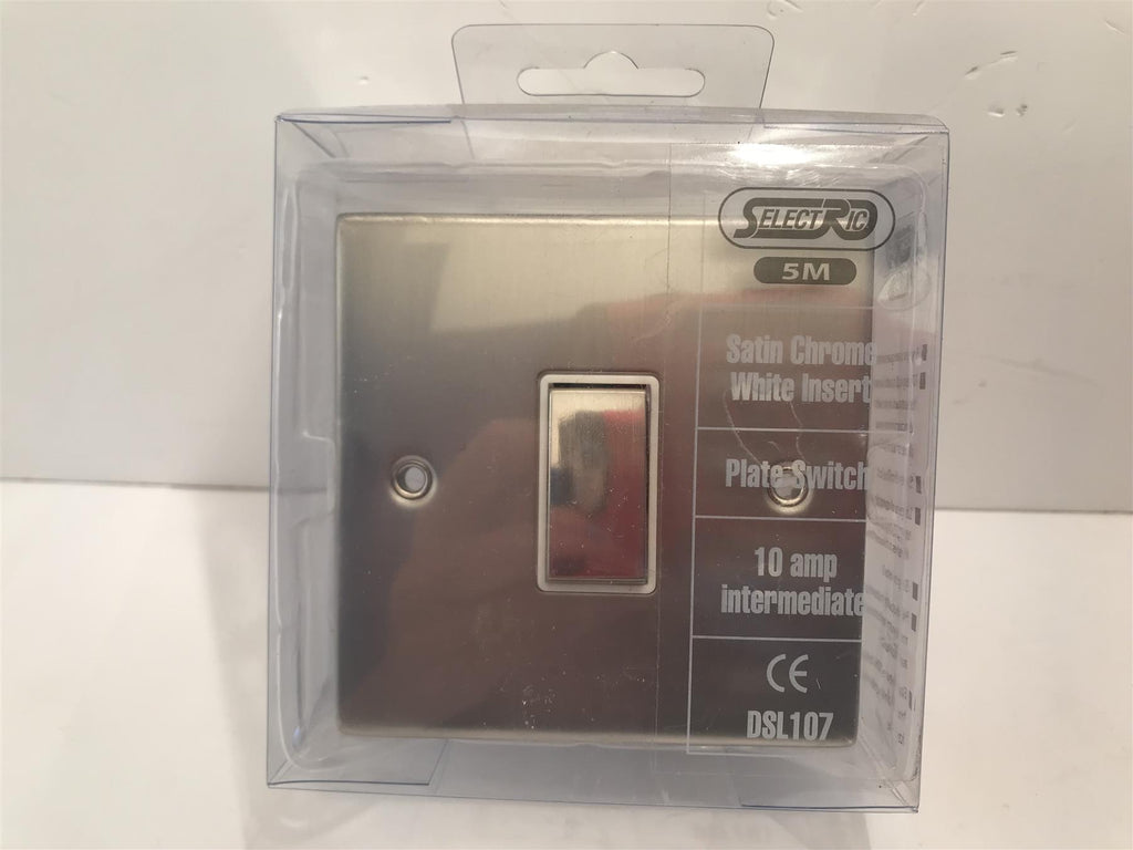 Satin Chrome 10A White Insert Plate Switch DSL107