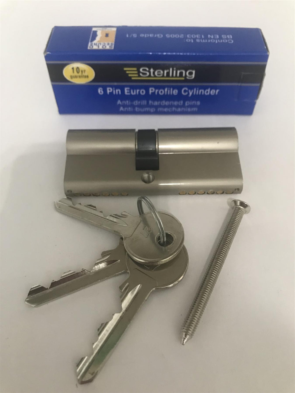 Sterling EPN3540H Euro Profile  6 Pin Cylinder 75mm (35x40), Satin Nickel