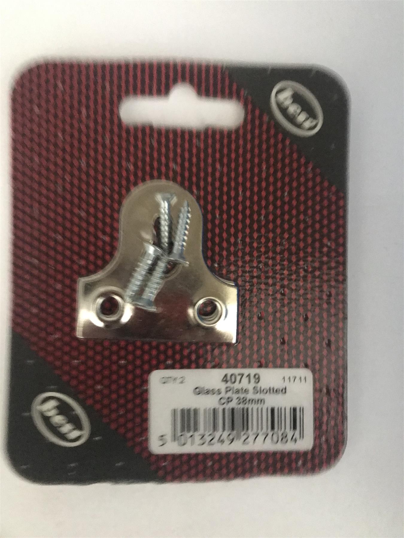 Best 38mm Glass Hanging Plate Slotted Chrome Plated  (2 Pk) 40719