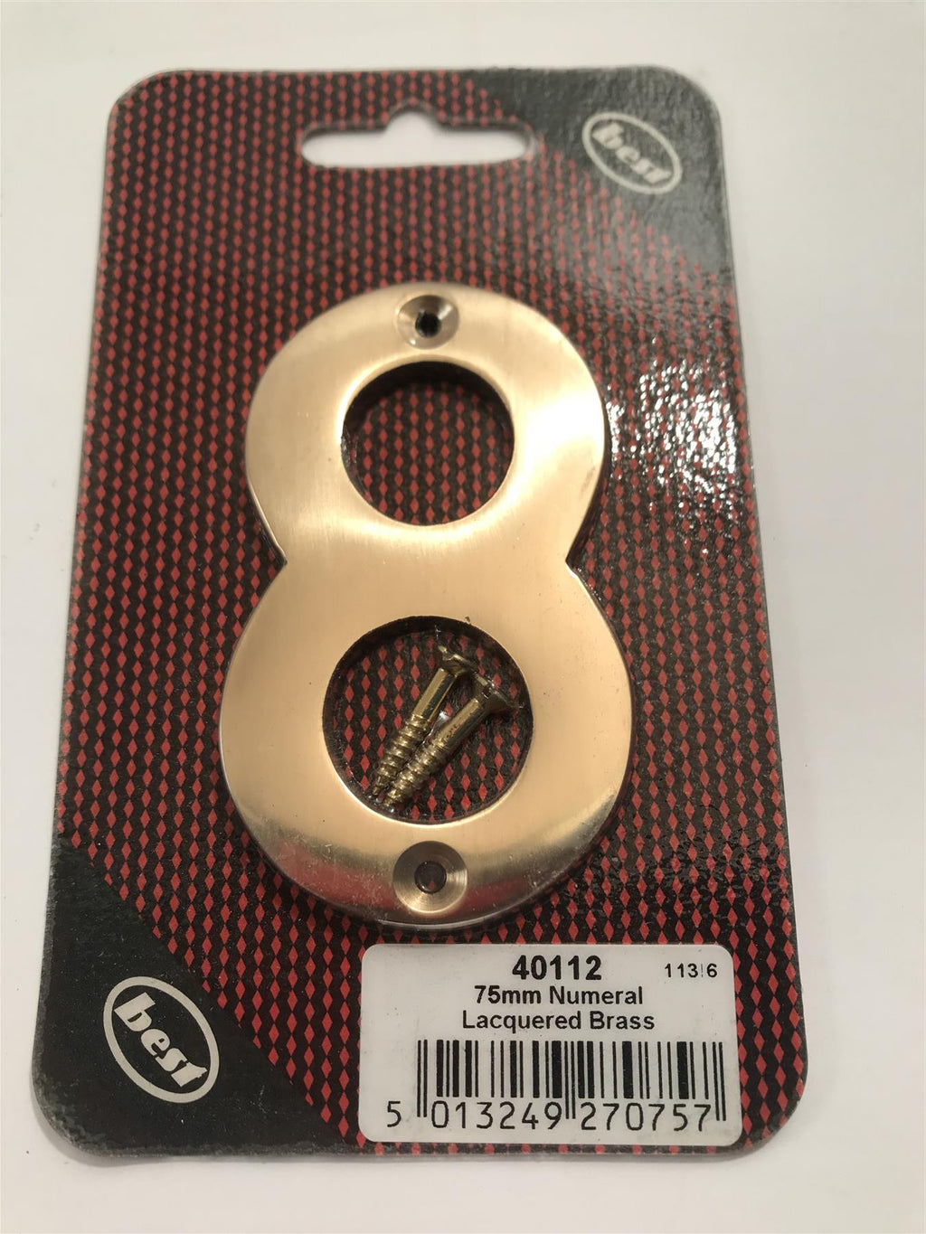 Best 75mm 3" Lacquered Brass No.8  with screws  -   40112