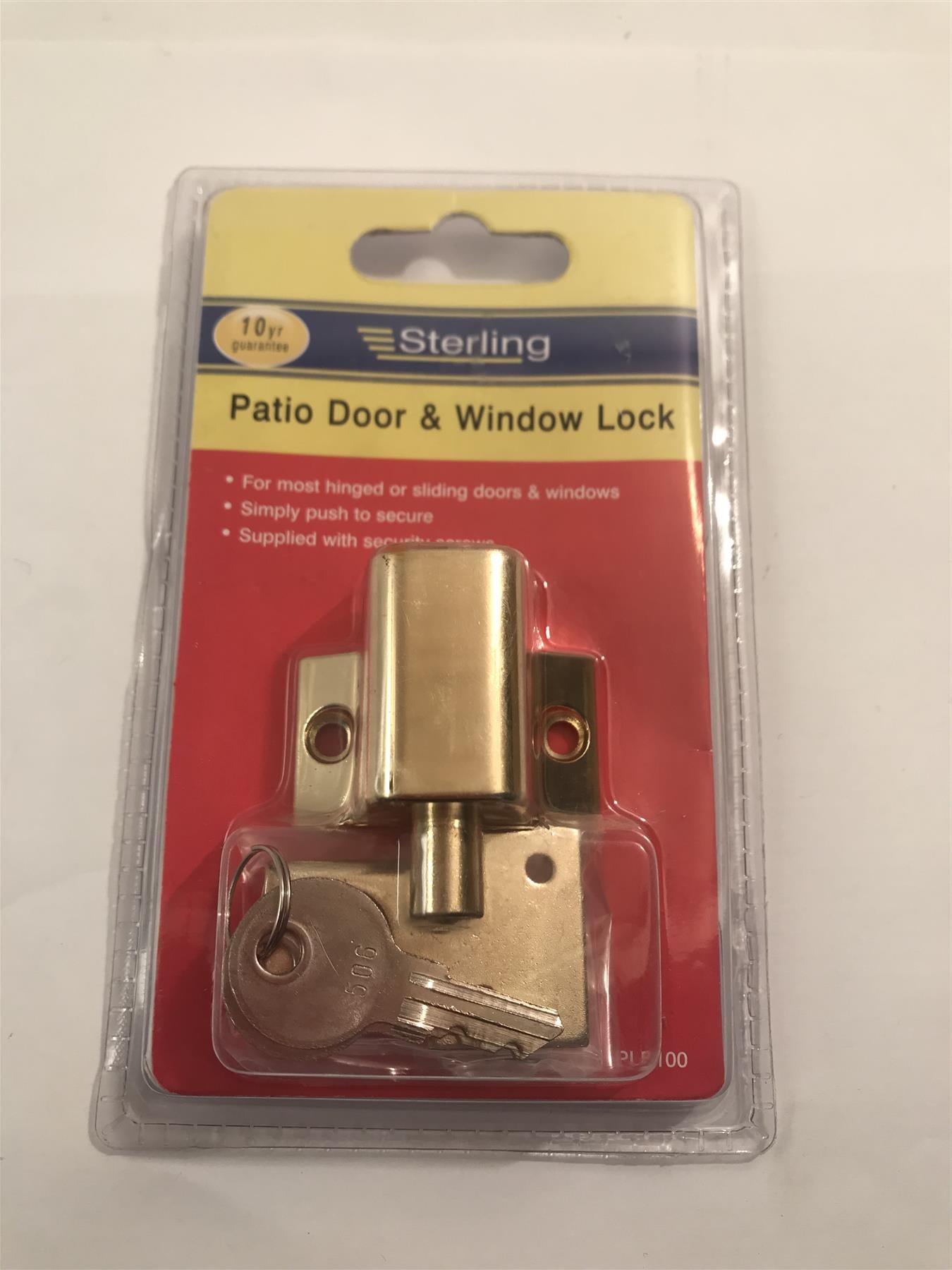 Sterling PLB100 Patio Door and Window Lock - Brass