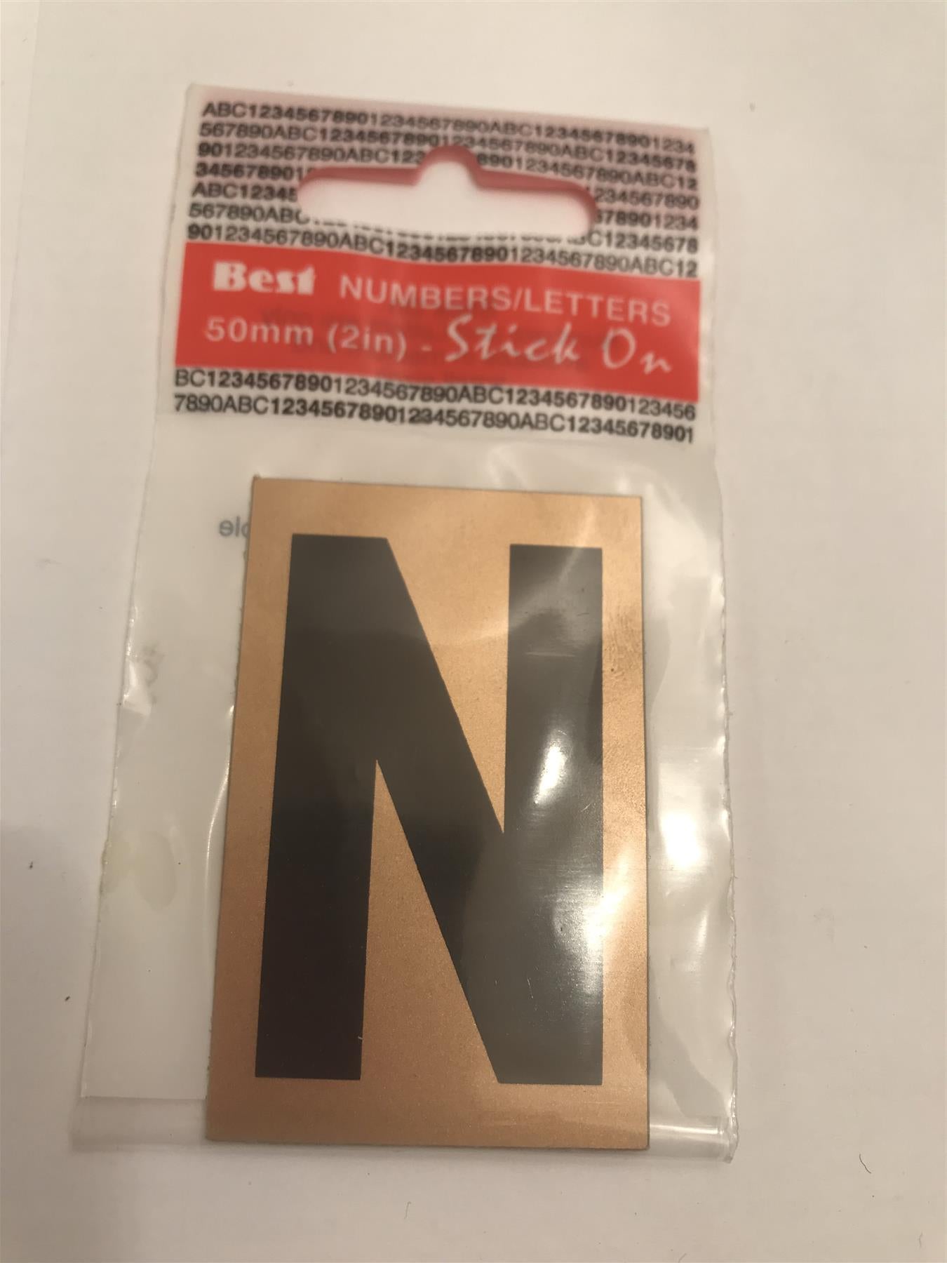 Best Gold/Black Letter N Self Adhesive 1" x 2"