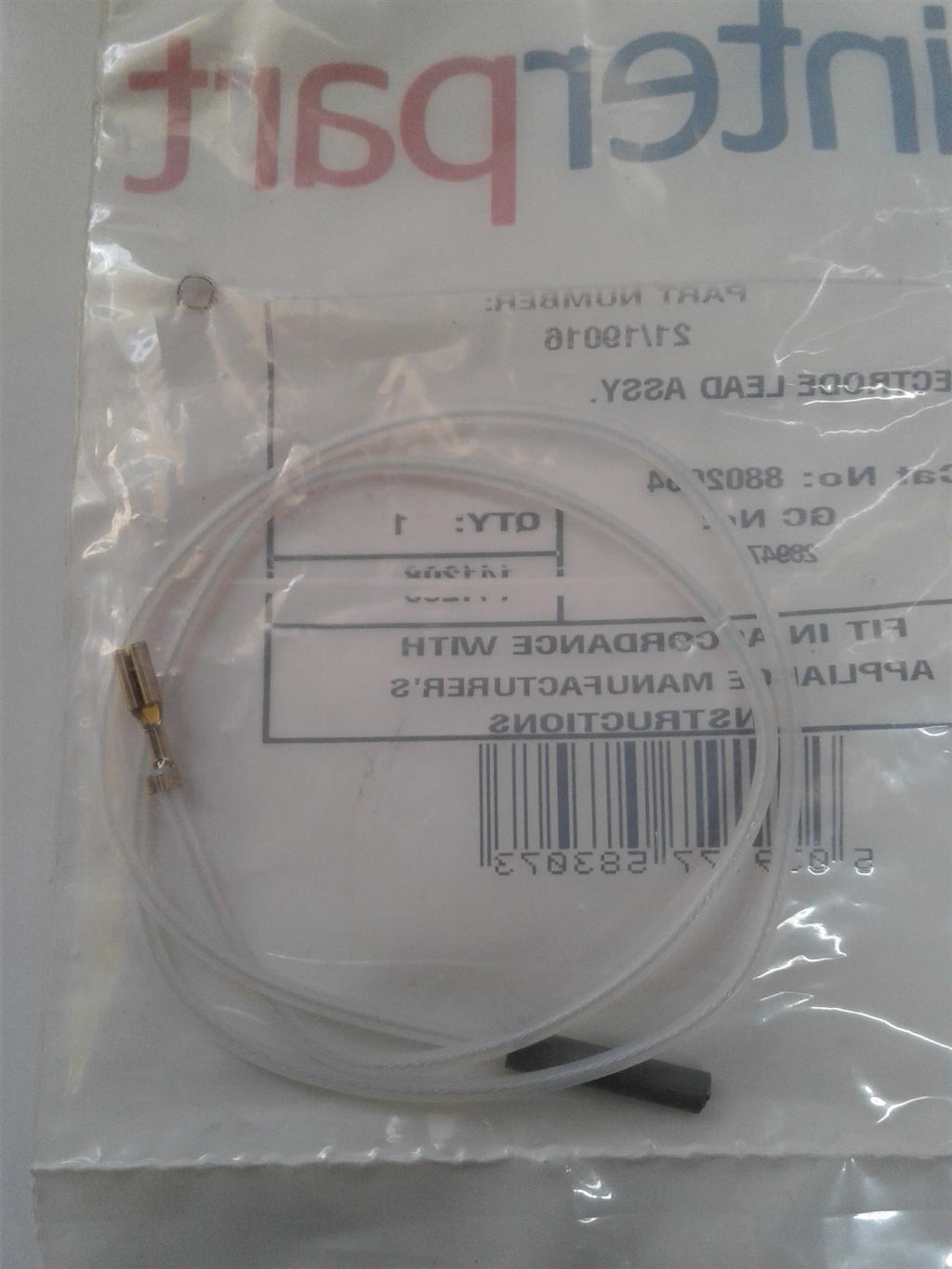 NEW Baxi Potterton Gas Spare Electrode Lead Part No 21/19016
