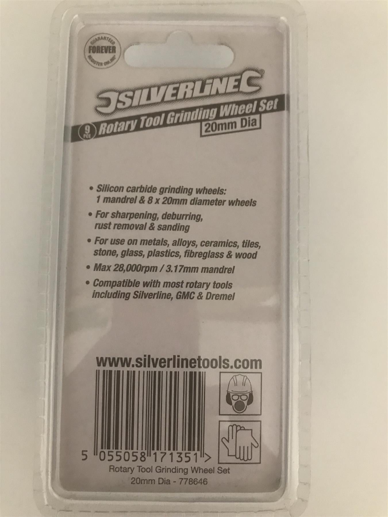 Silverline 9pc Rotary Tool Grinding Wheel Set 20mm Dia  778646