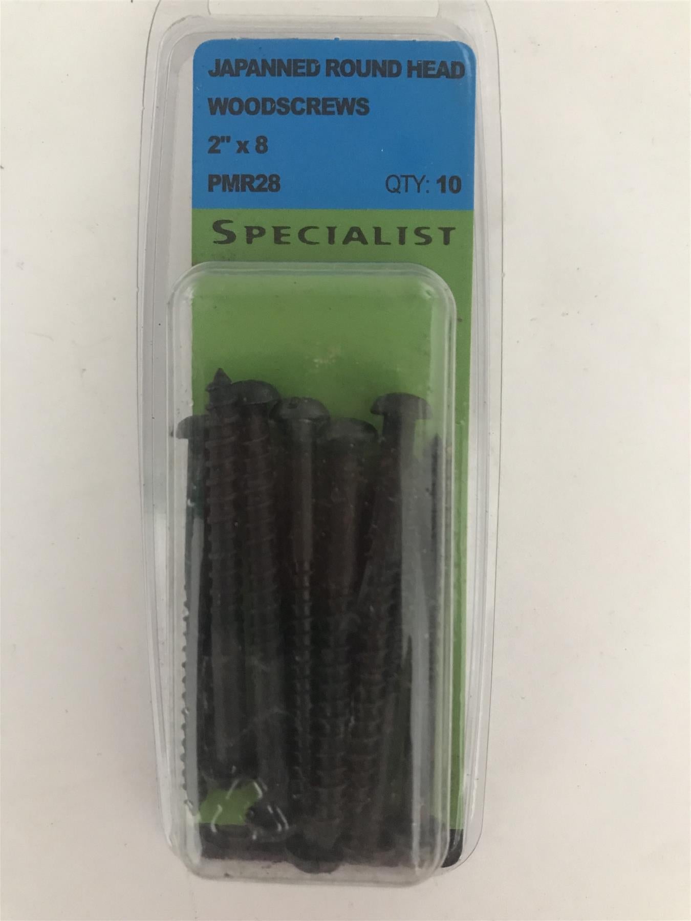 Specialist Japanned Round Head Wood Screw 2" x 8 PMR28 Pack 10