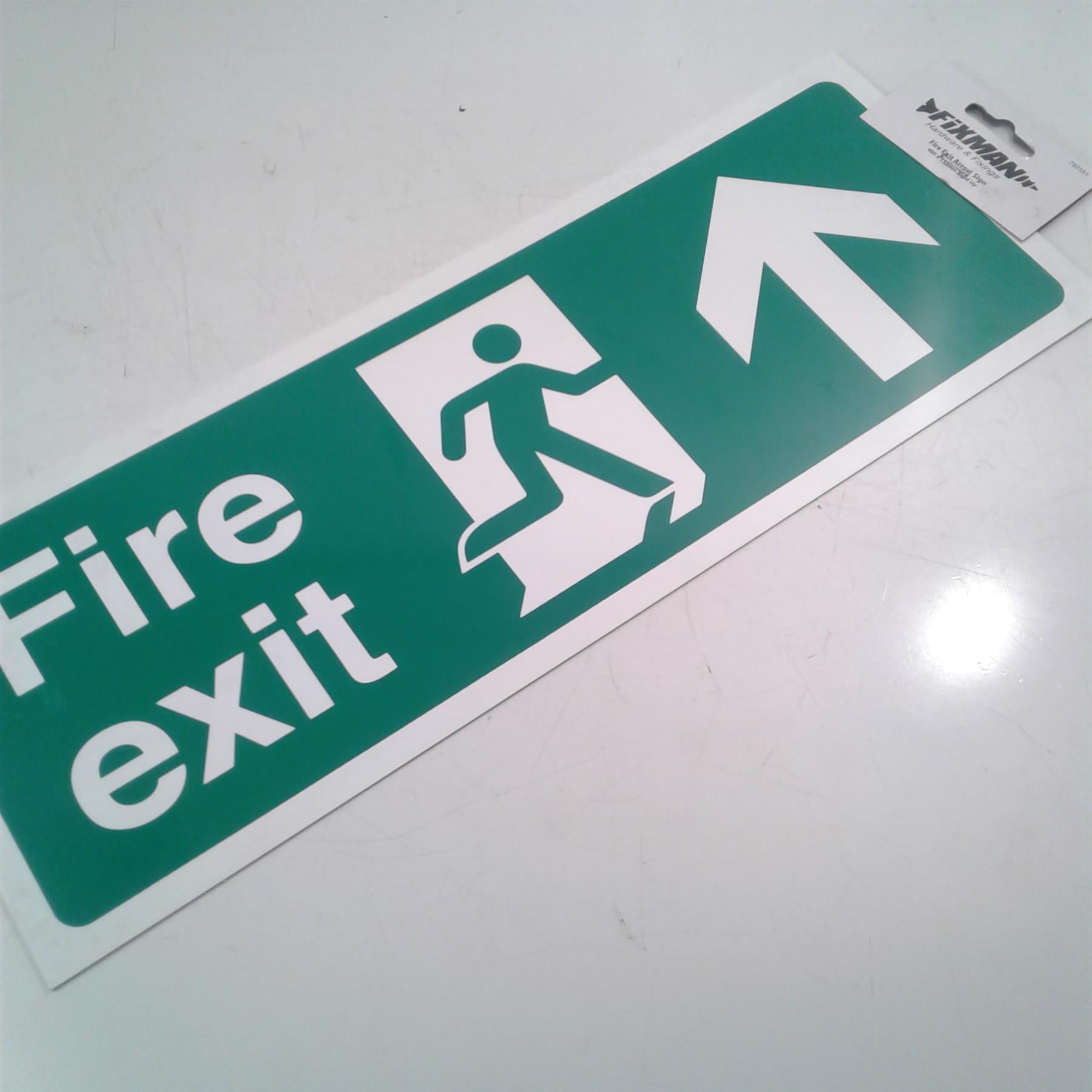 Fire Exit Arrow Sign 400 x 150mm Rigid Up Signage Safety Signs