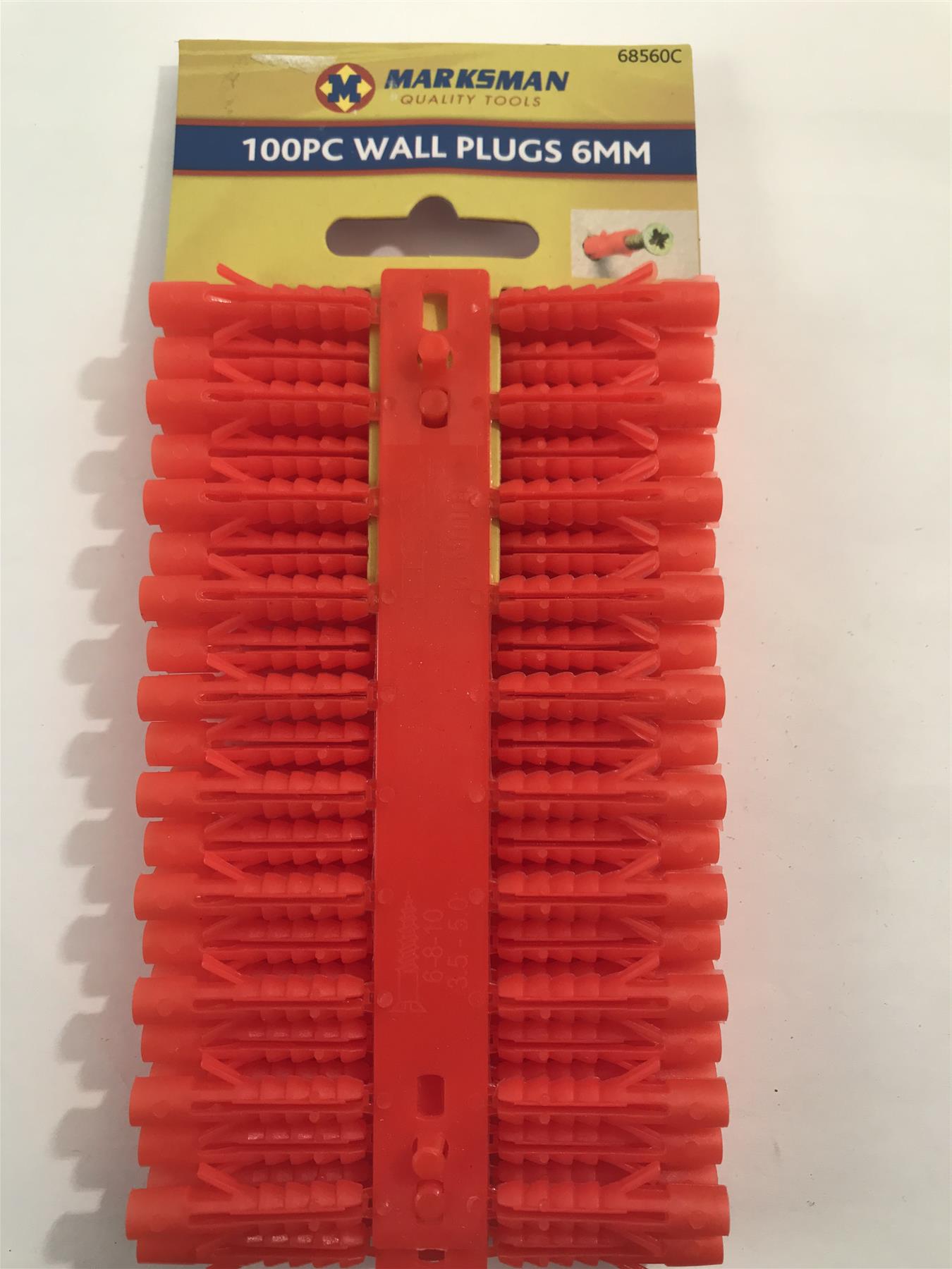 Marksman 100pc Wall Plugs 6mm Red  68560C