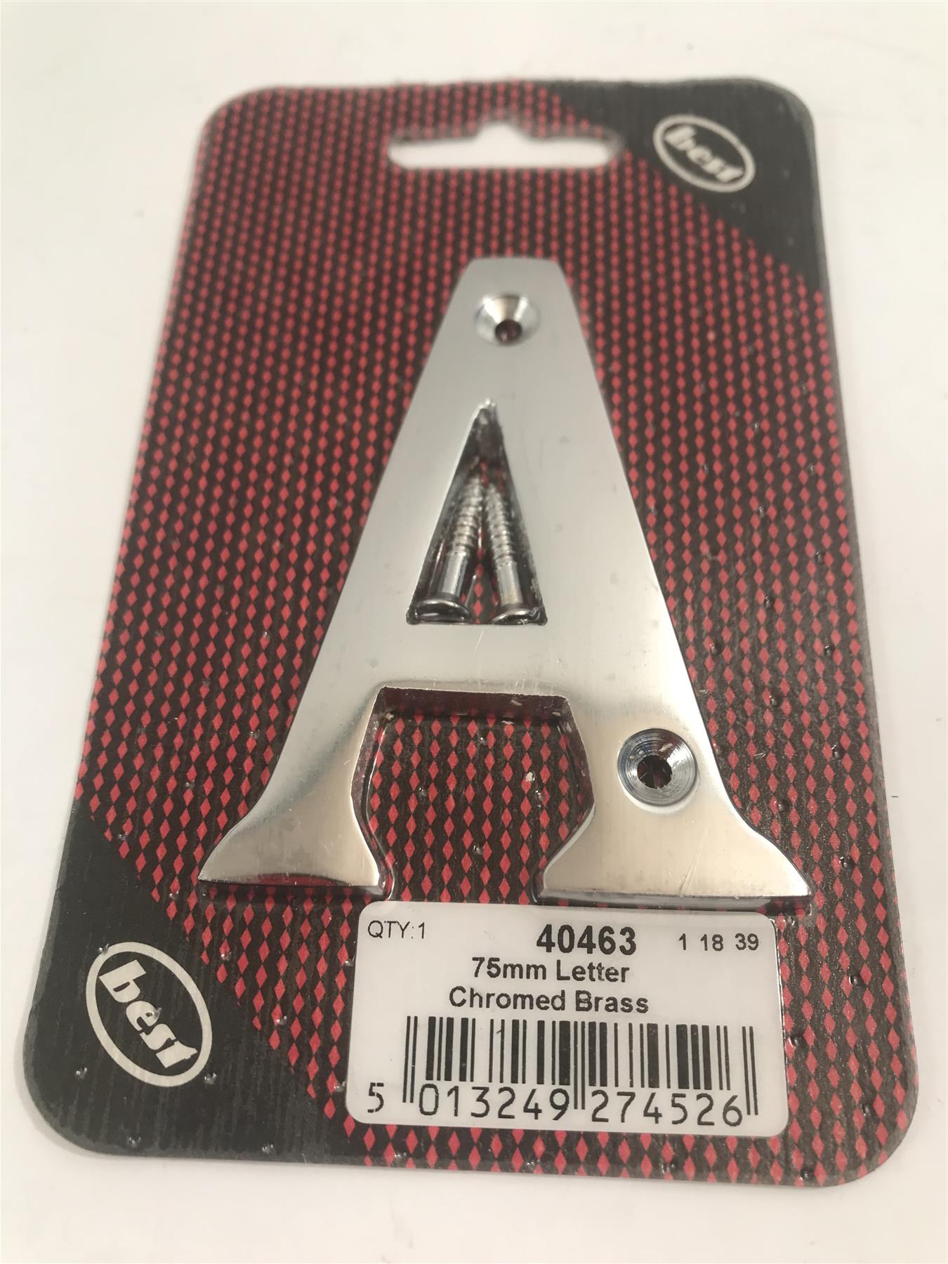 75mm 3"  Chromed Brass Letter A  -  40463