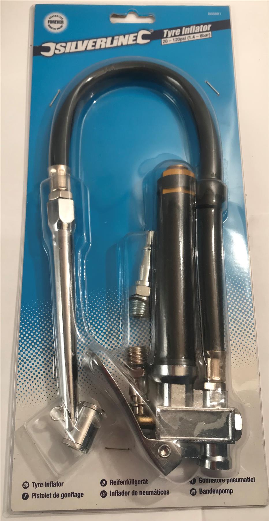 Silverline Tyre Inflator, 20 - 120 psi (1.4 - 8.2 bar)  868881