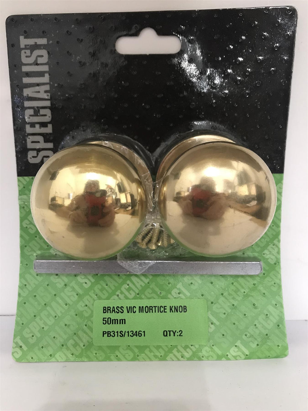 2PC MORTICE KNOB VICTORIAN BRASS 50MM PB31S 13461