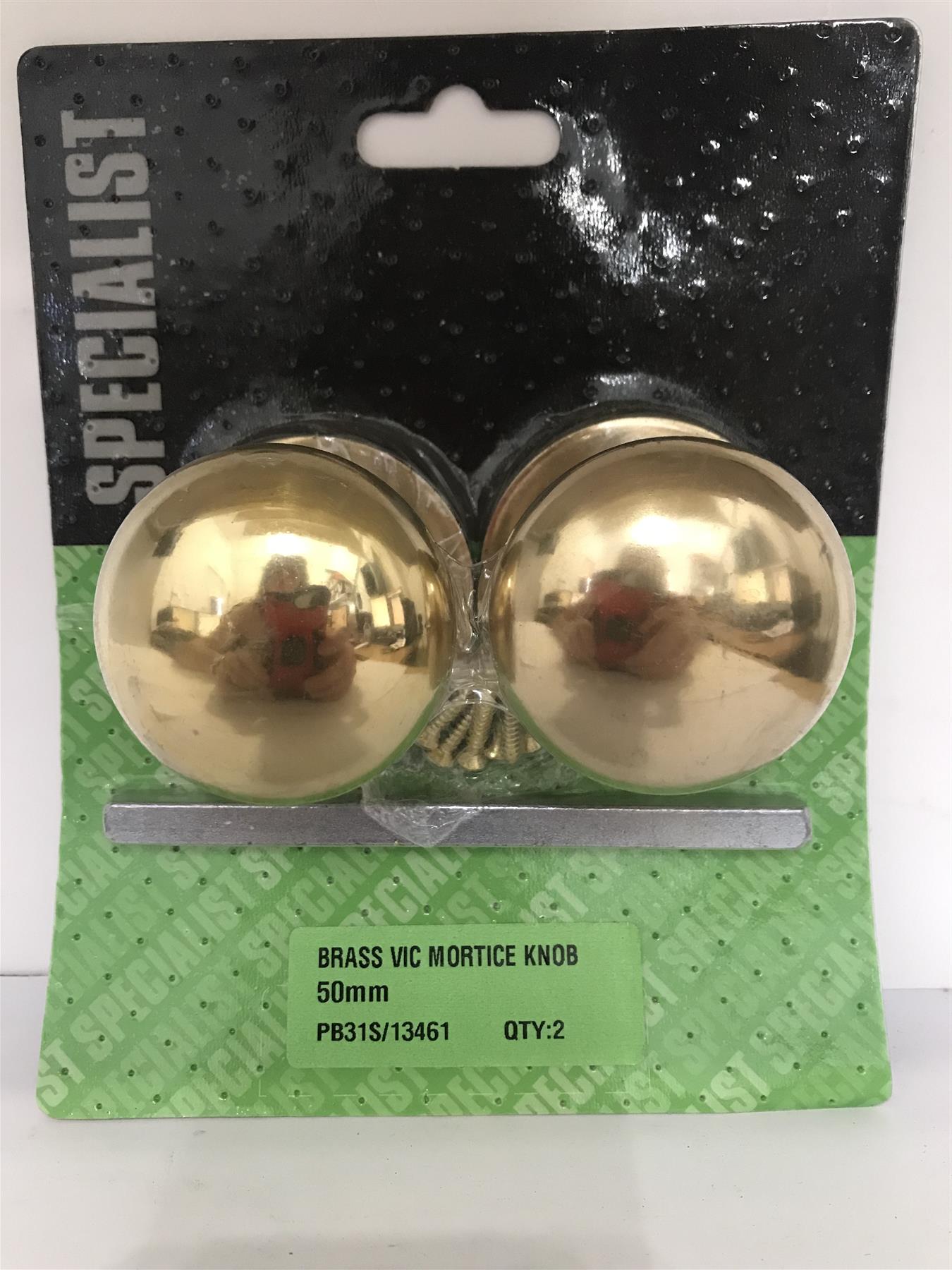 2PC MORTICE KNOB VICTORIAN BRASS 50MM PB31S 13461