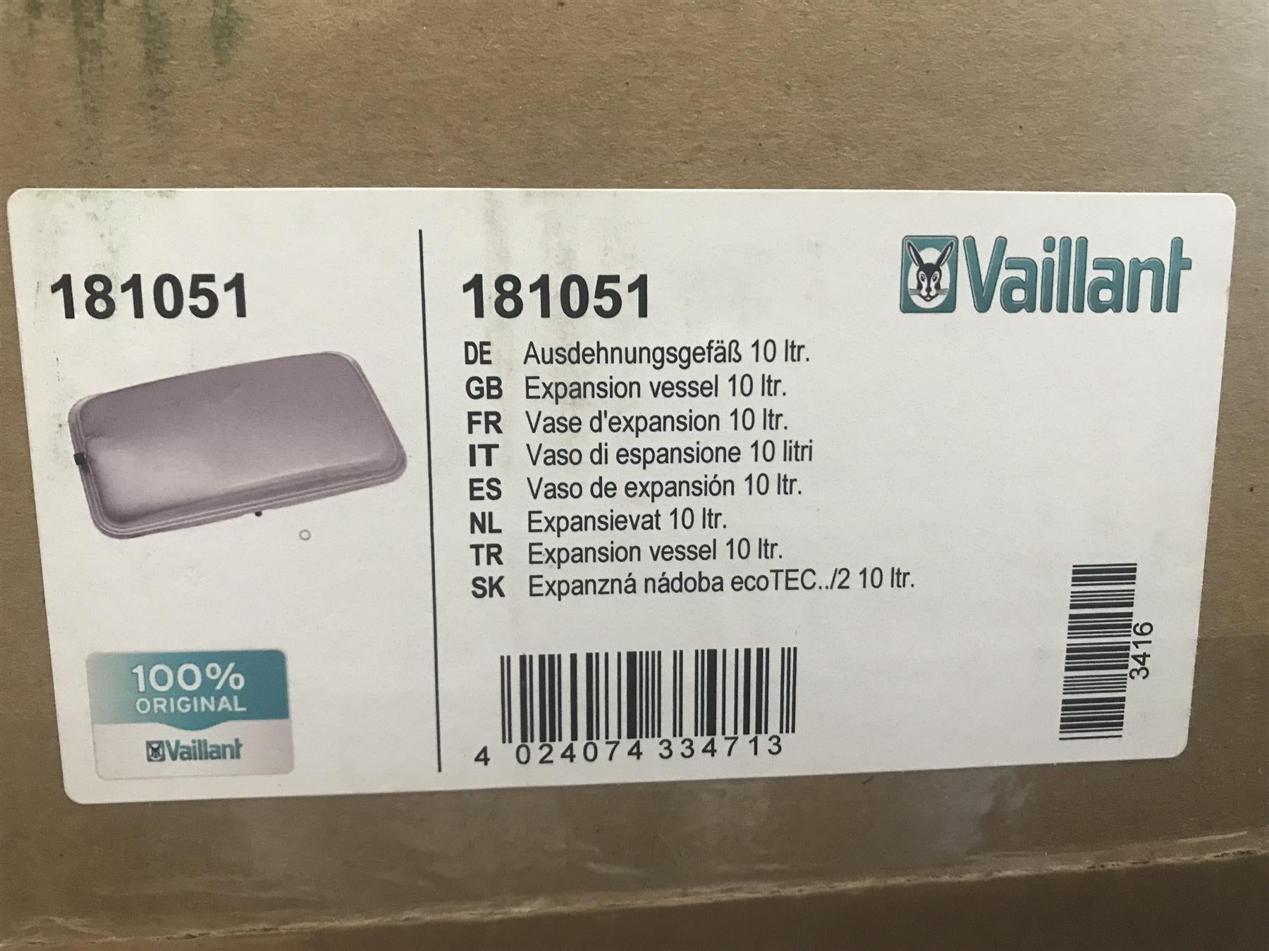 New Original Vaillant 10L Expansion Vessel  181051